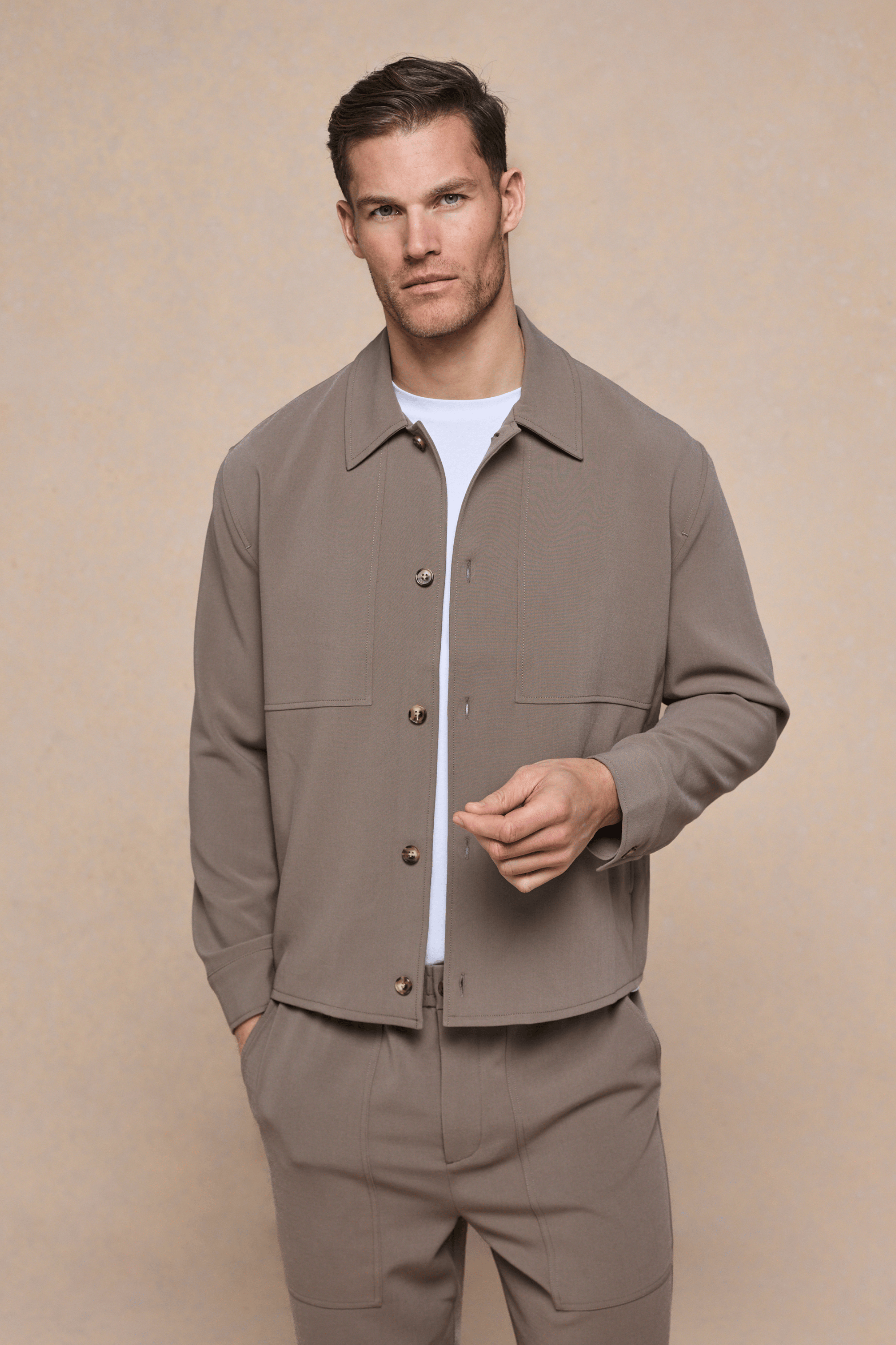 Julien Relaxed Panelled Jacket - Olive