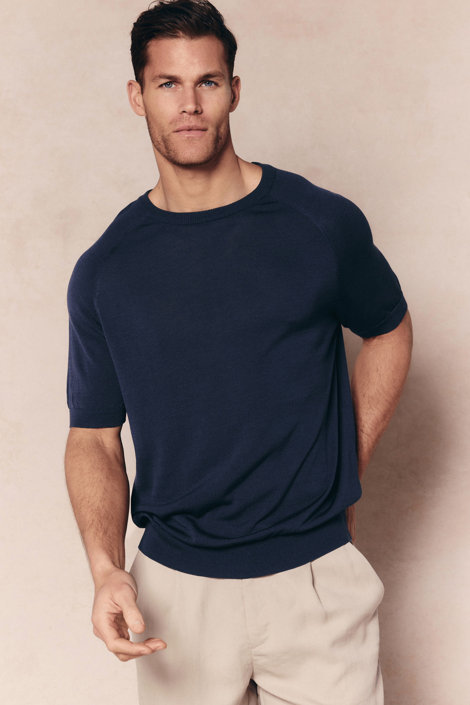 Riera Knit Crew Neck T-Shirt - Midnight Blue
