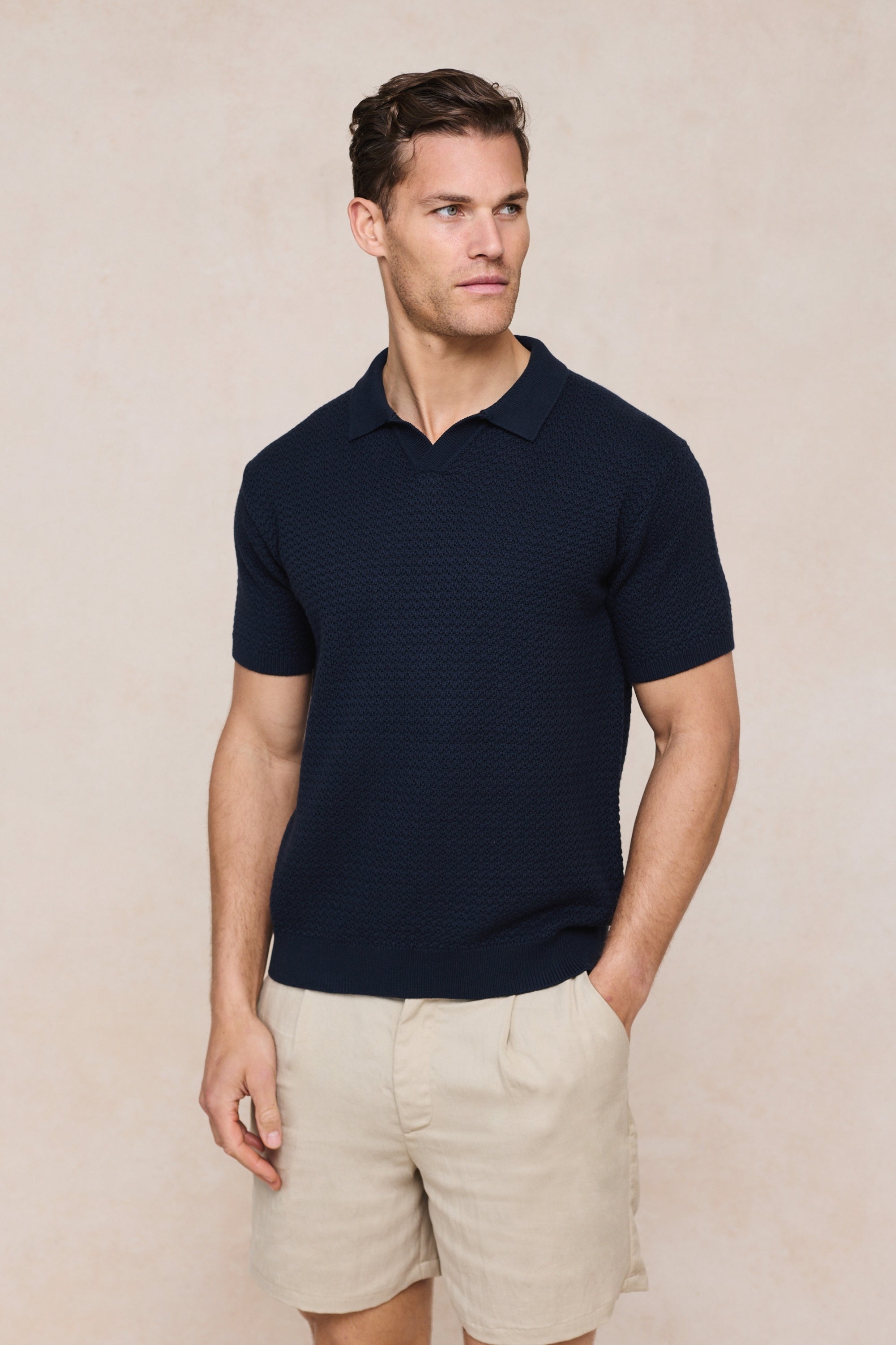 Rapha Cotton Knit Polo - Navy