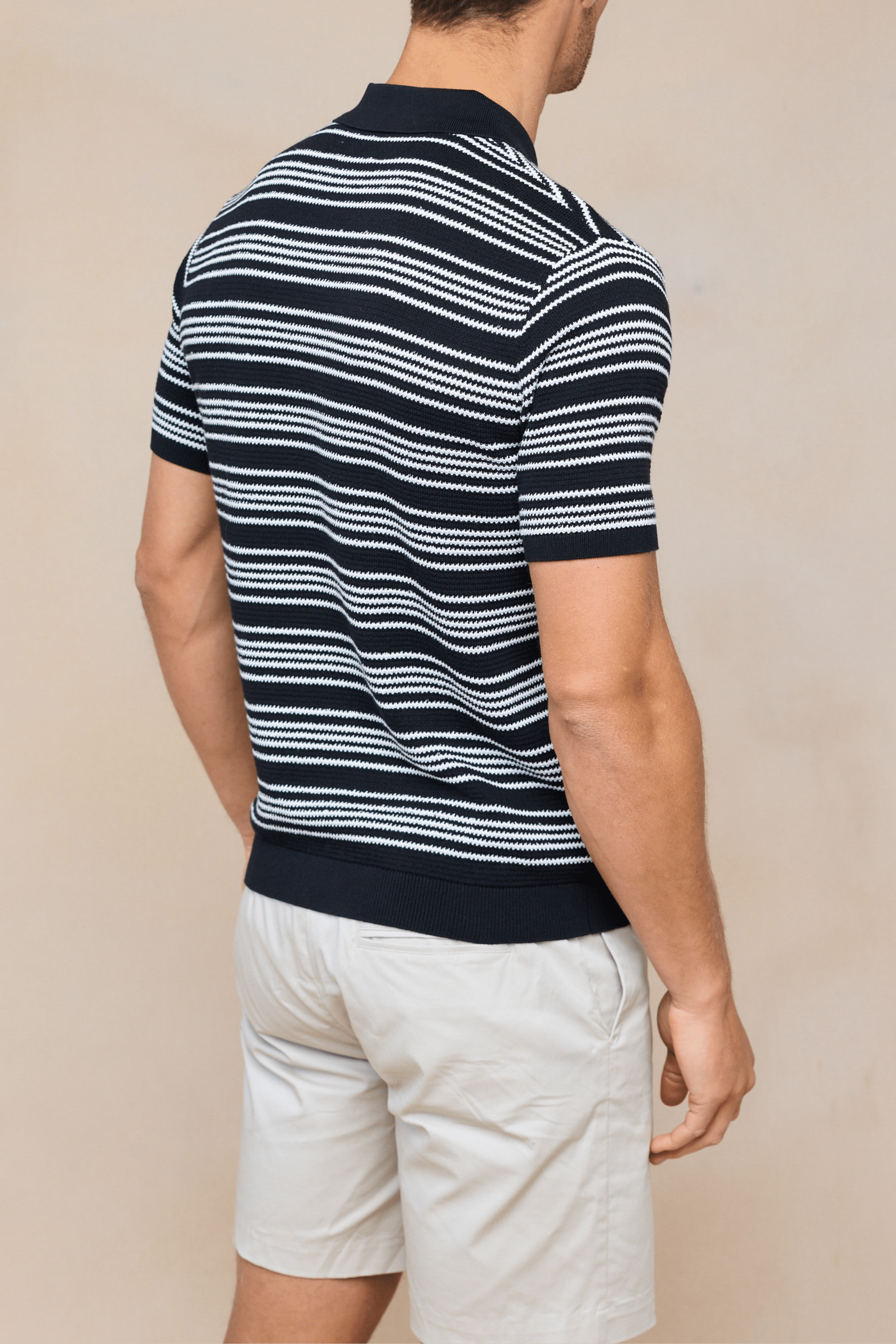 Aldo Cotton Knit Polo - Black/Ecru