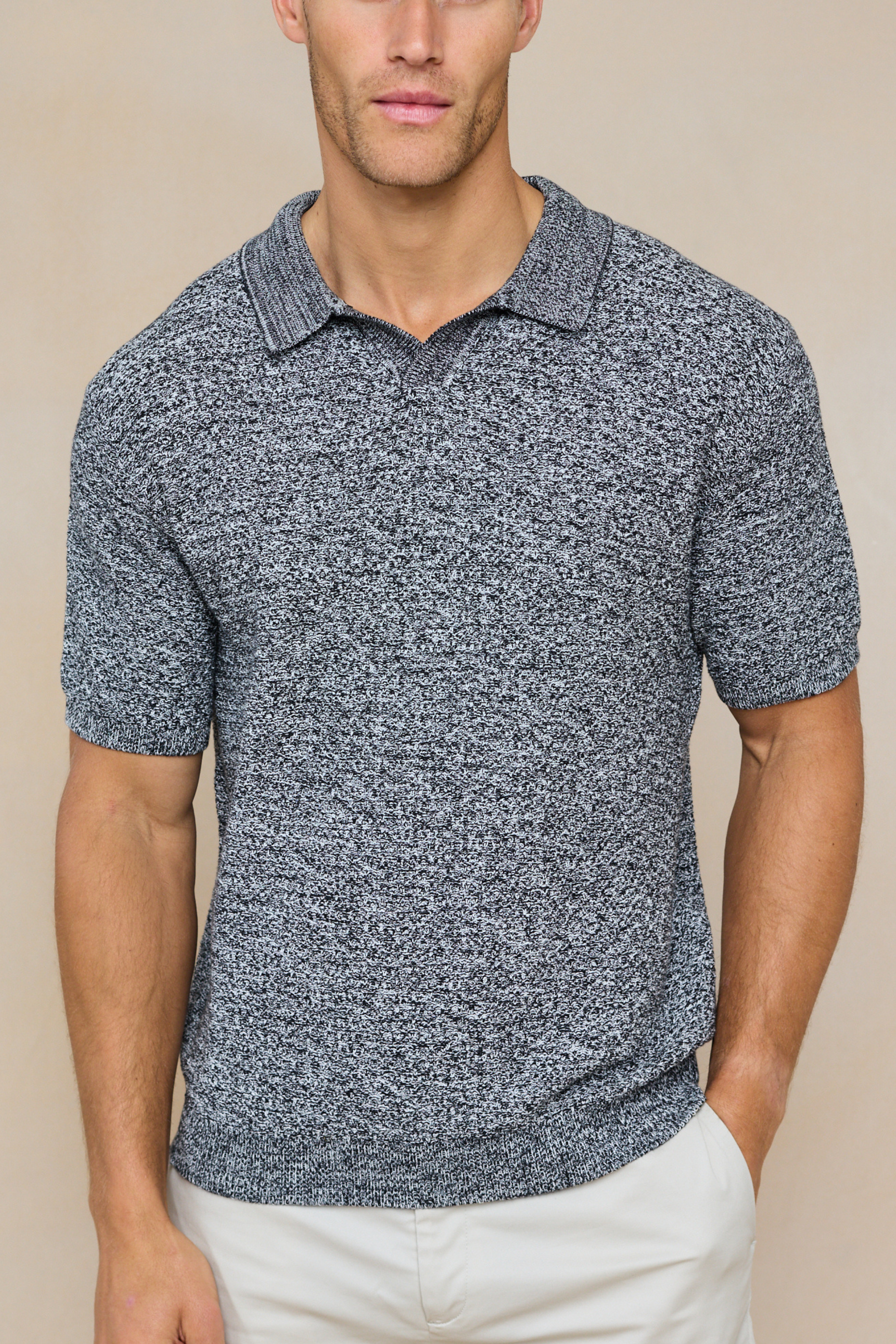 Rapha Cotton Knit Polo - Grey Marl