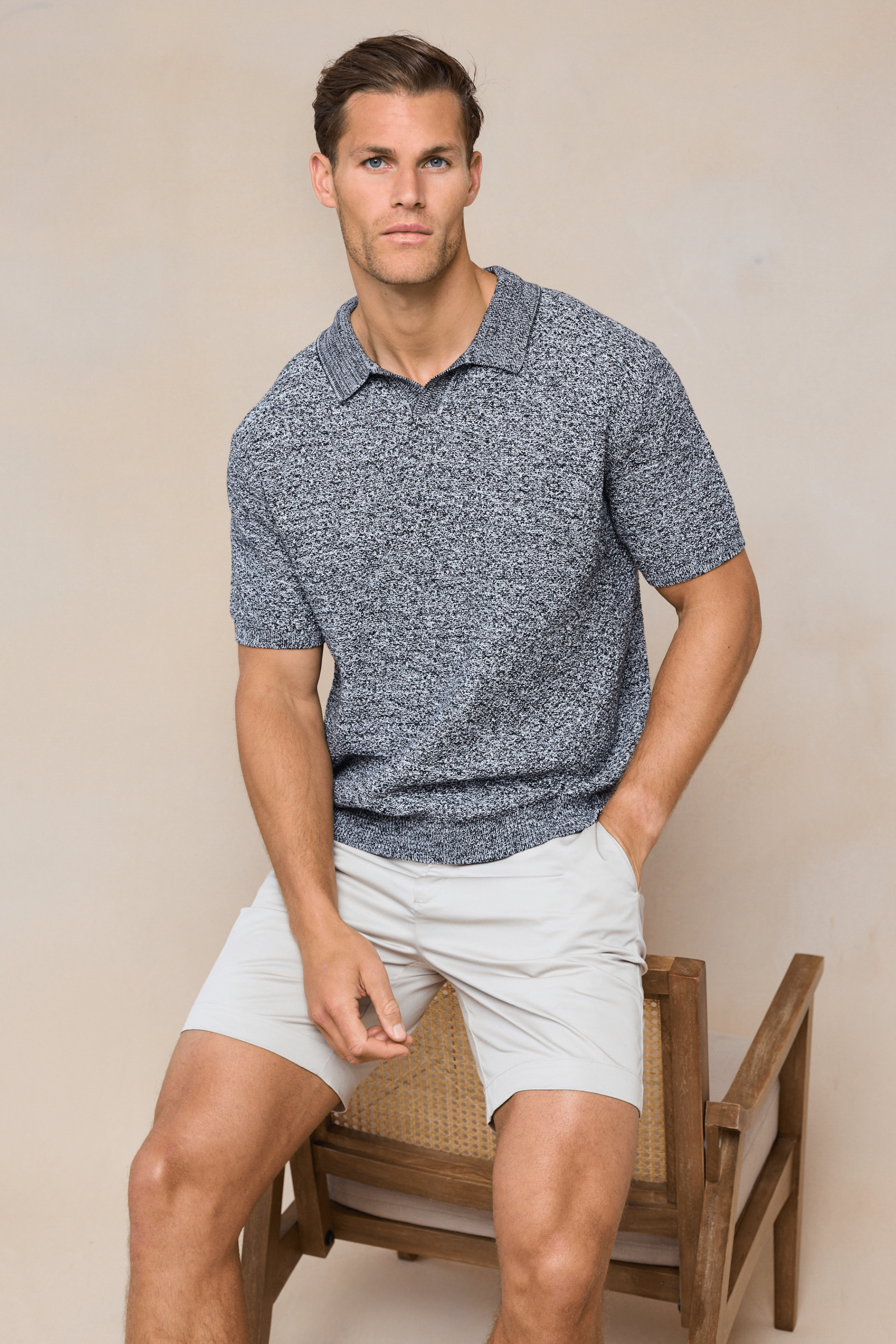 Rapha Cotton Knit Polo - Grey Marl