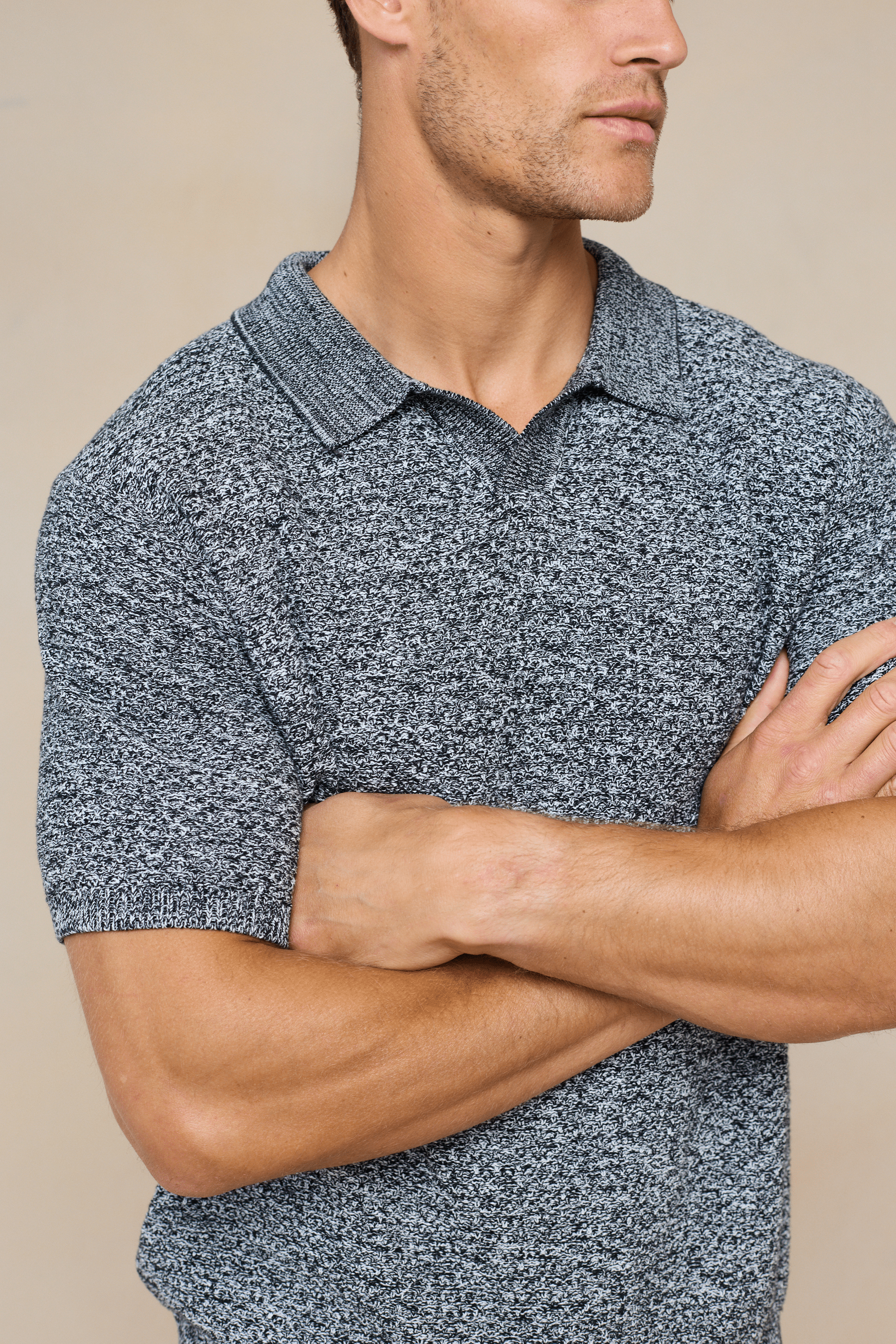 Rapha Cotton Knit Polo - Grey Marl