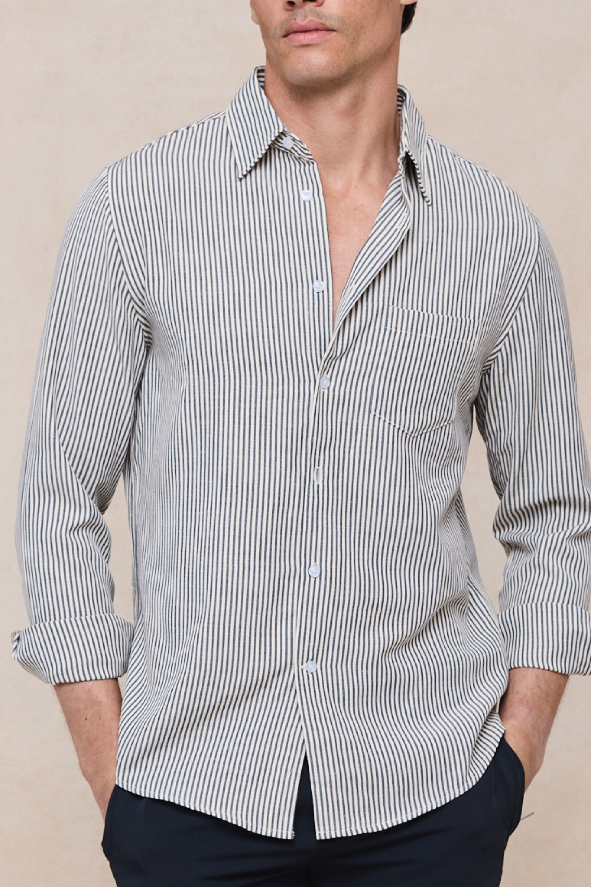 Abilo Striped Shirt - Ecru/Navy