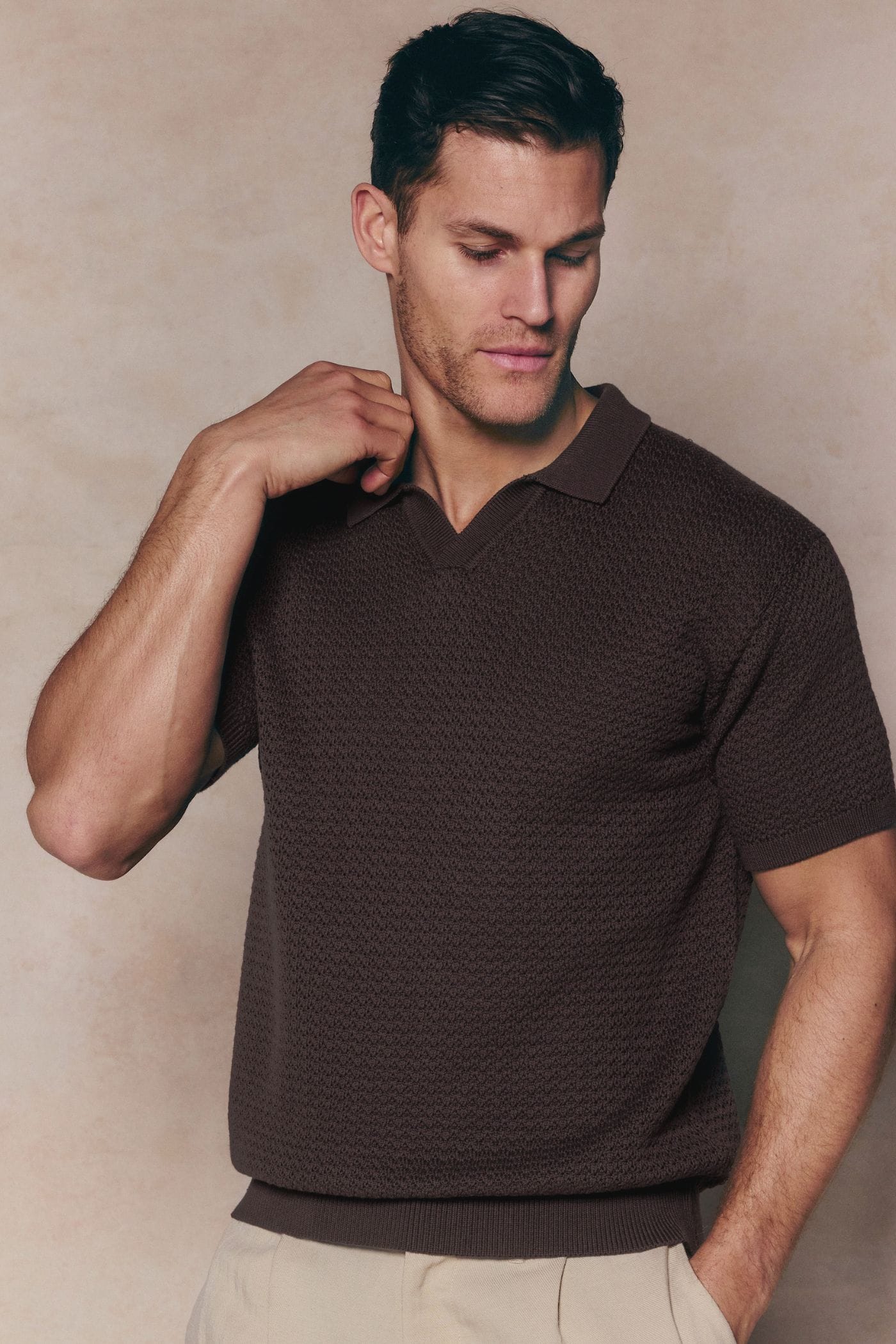 Rapha Cotton Knit Polo - Brown