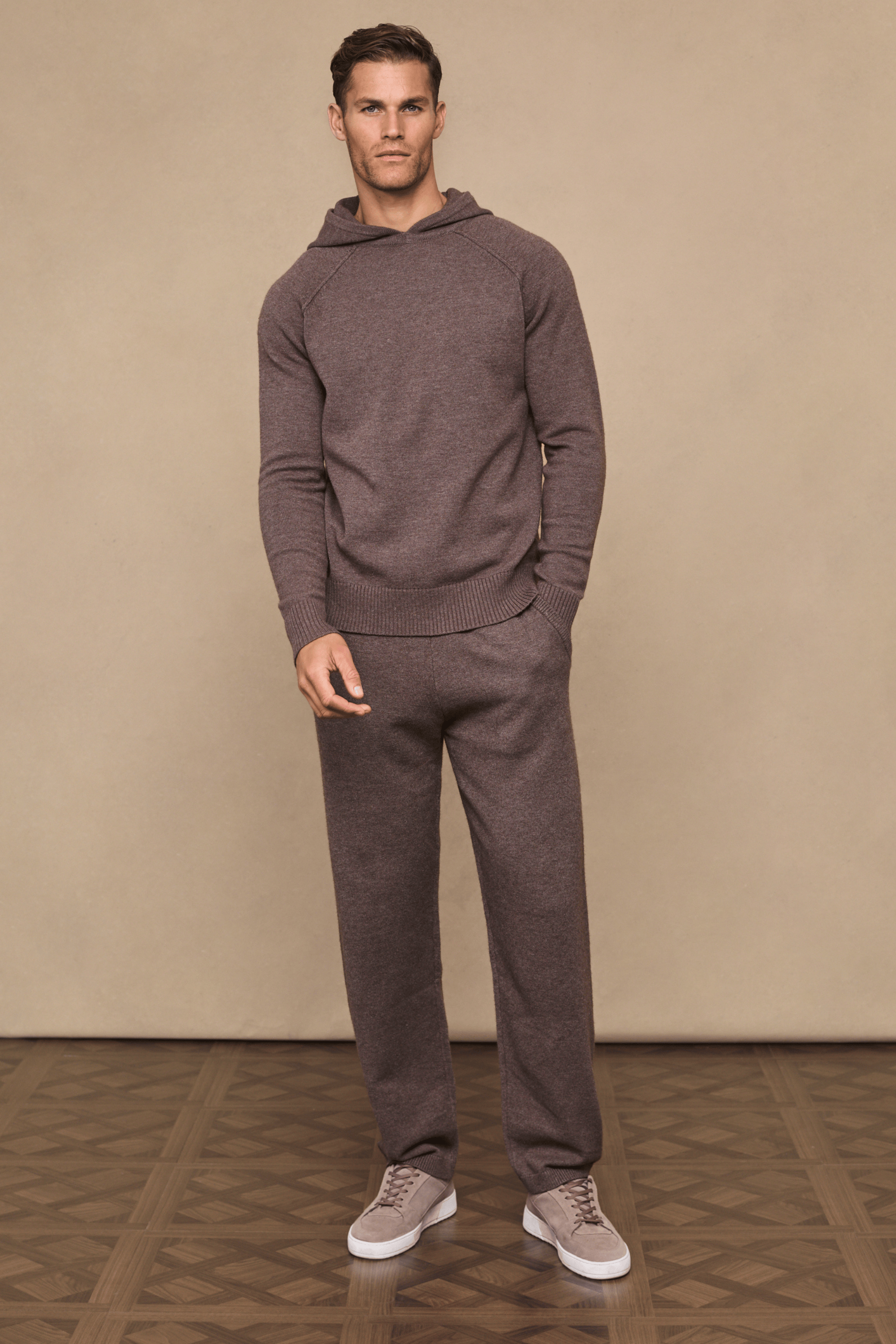 Rowan Knitted Hoodie - Brown Marl