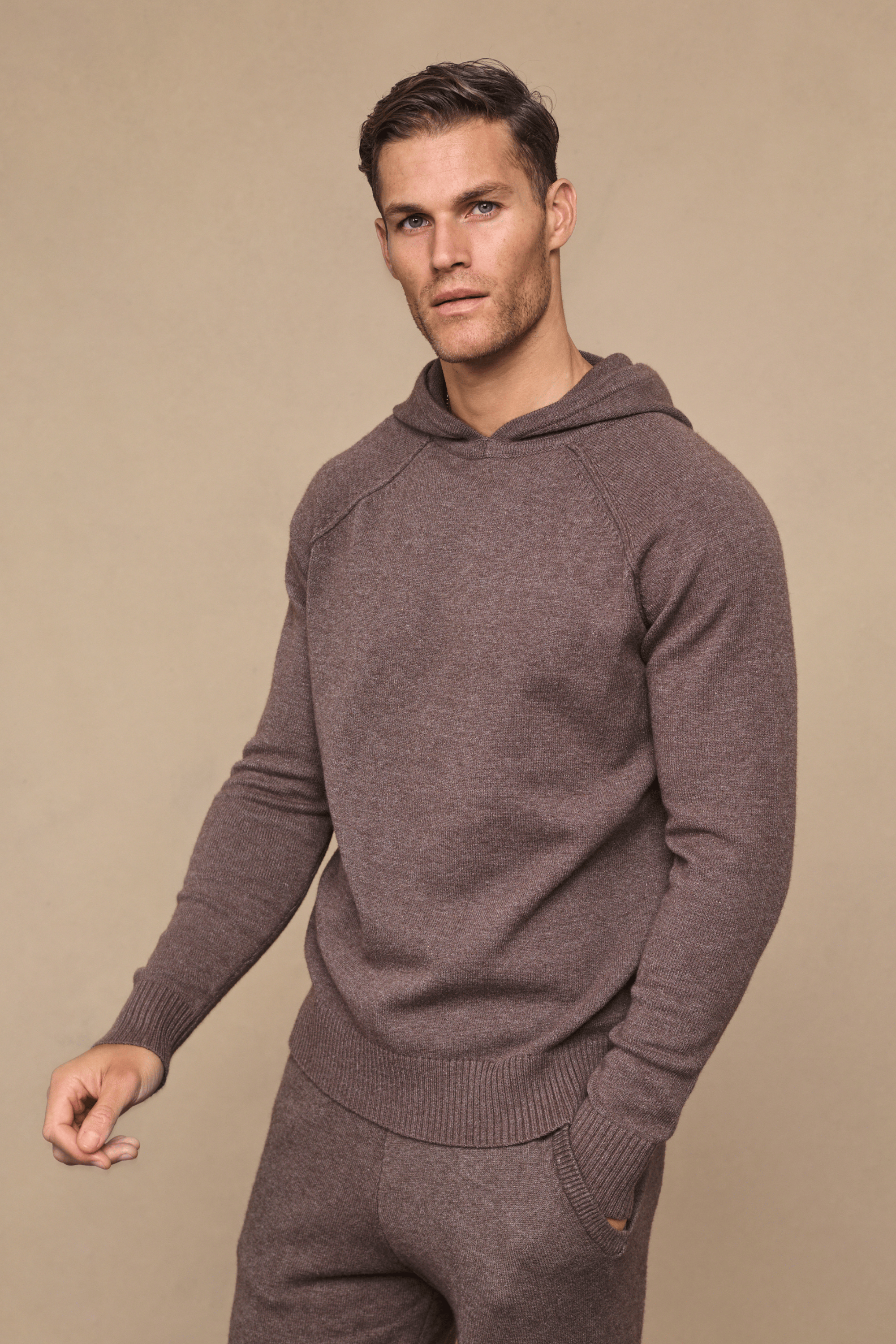 Rowan Knitted Hoodie - Brown Marl