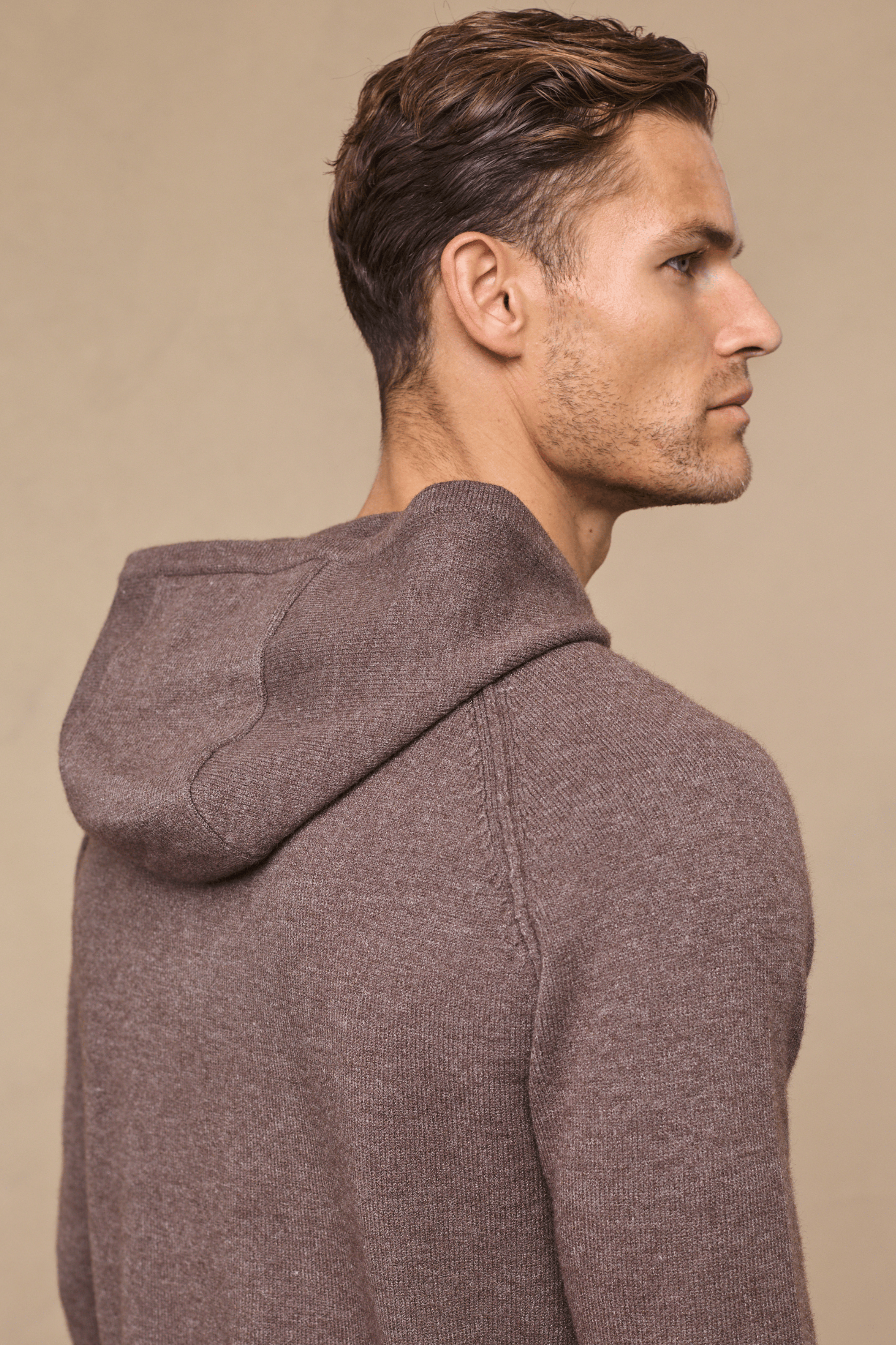 Rowan Knitted Hoodie - Brown Marl