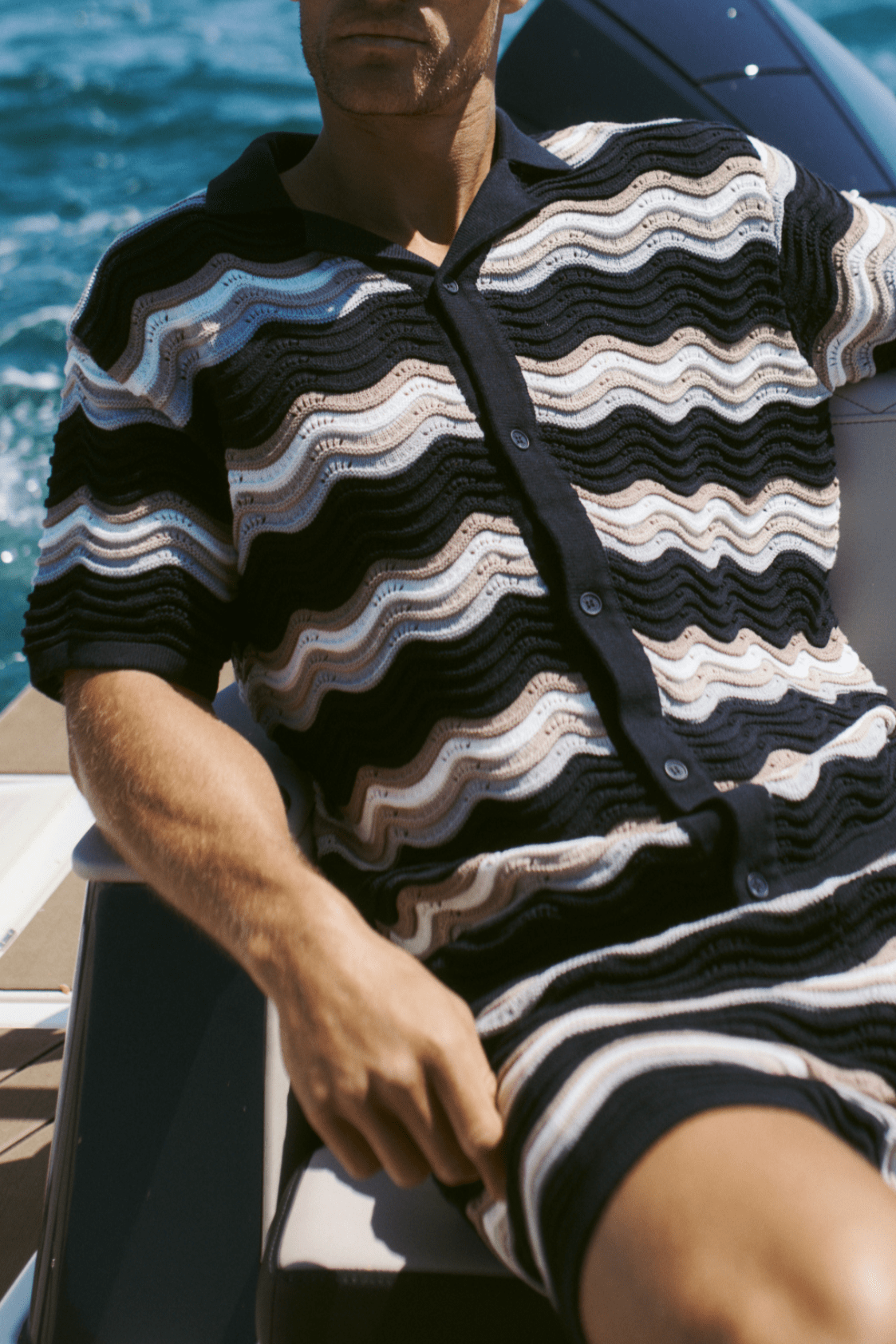 Primavera Crochet Knit Shirt - Black/Brown