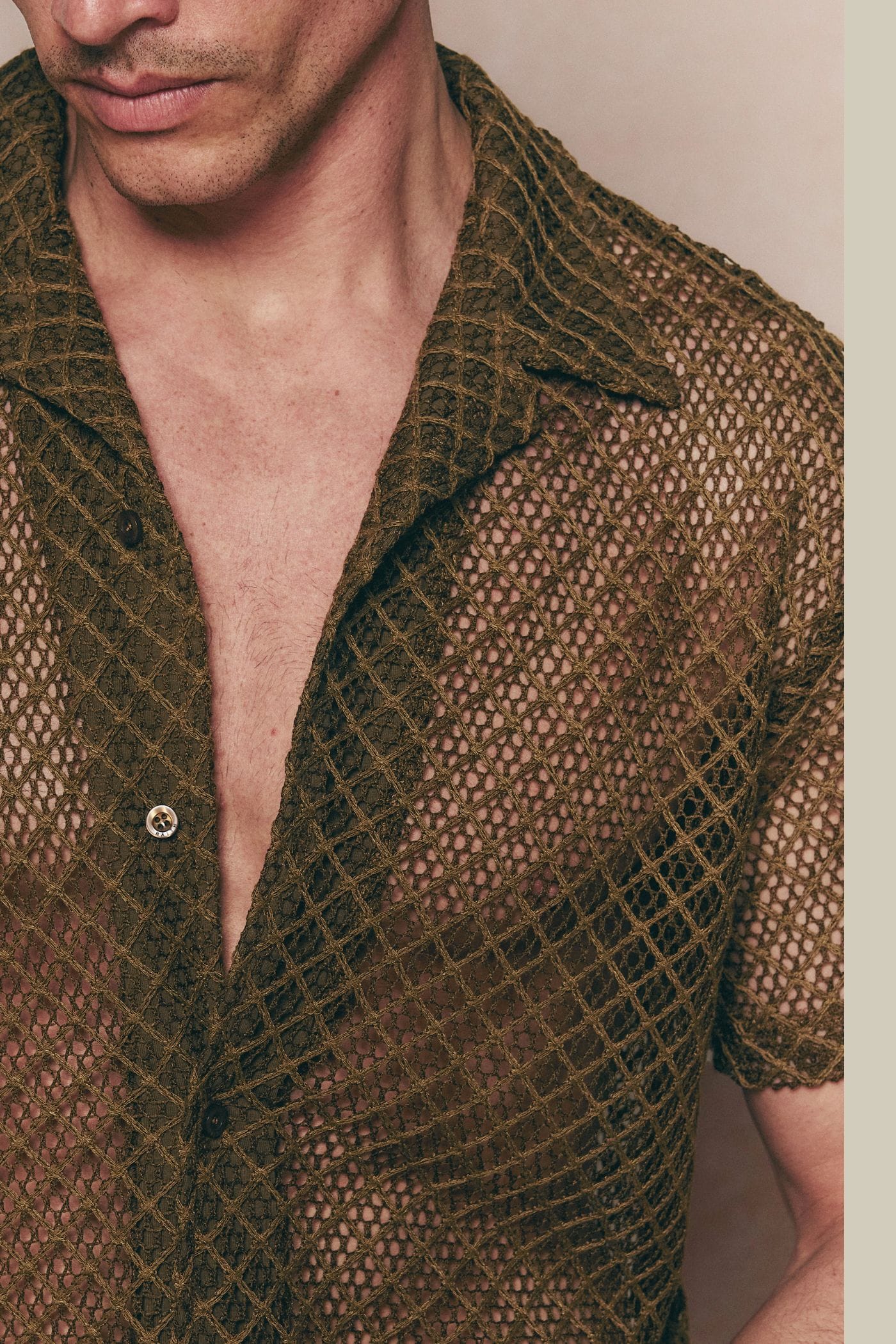 Marcelo Short Sleeve Lace Shirt - Brown