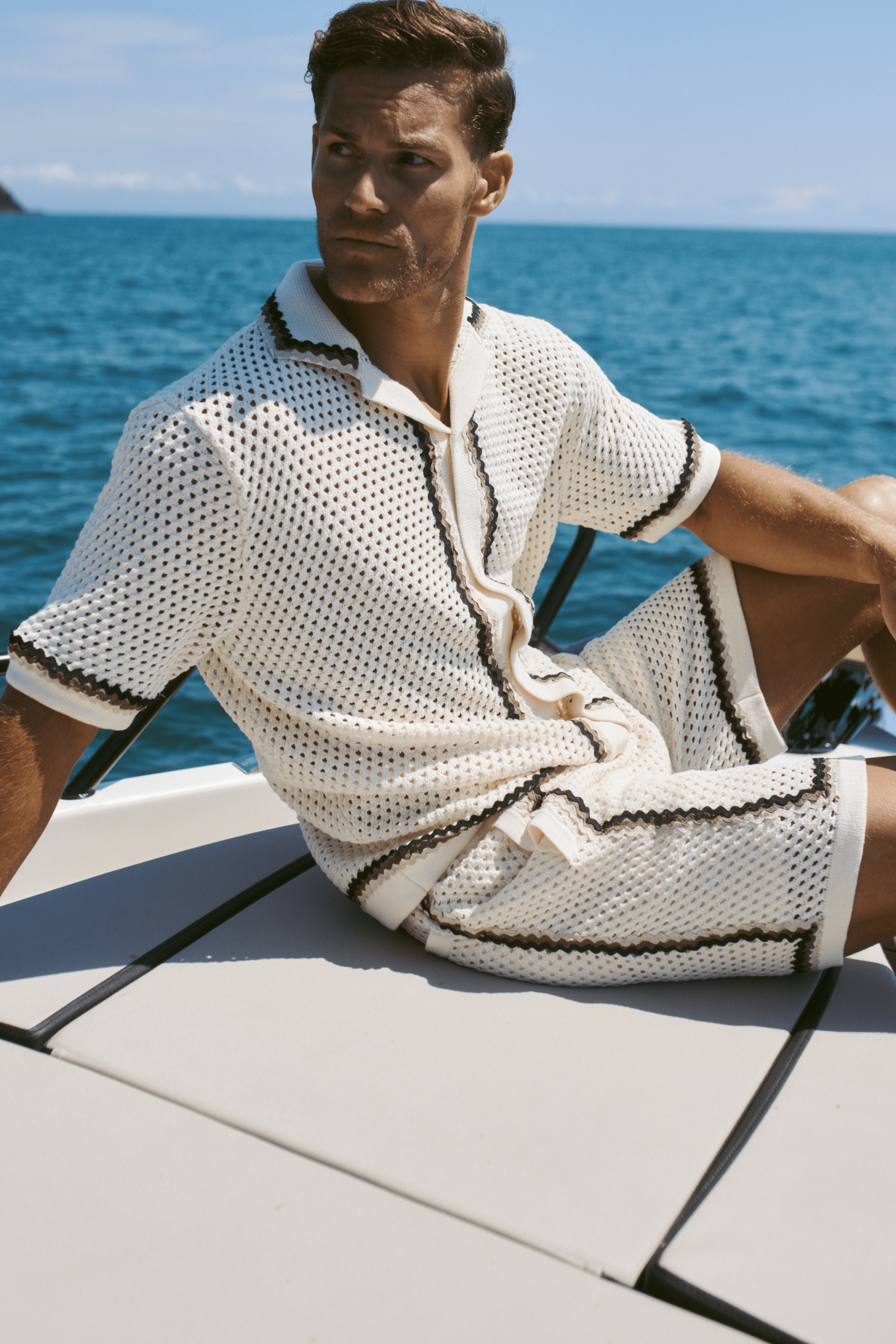 Marconi Häkelstrickhemd – Ecru