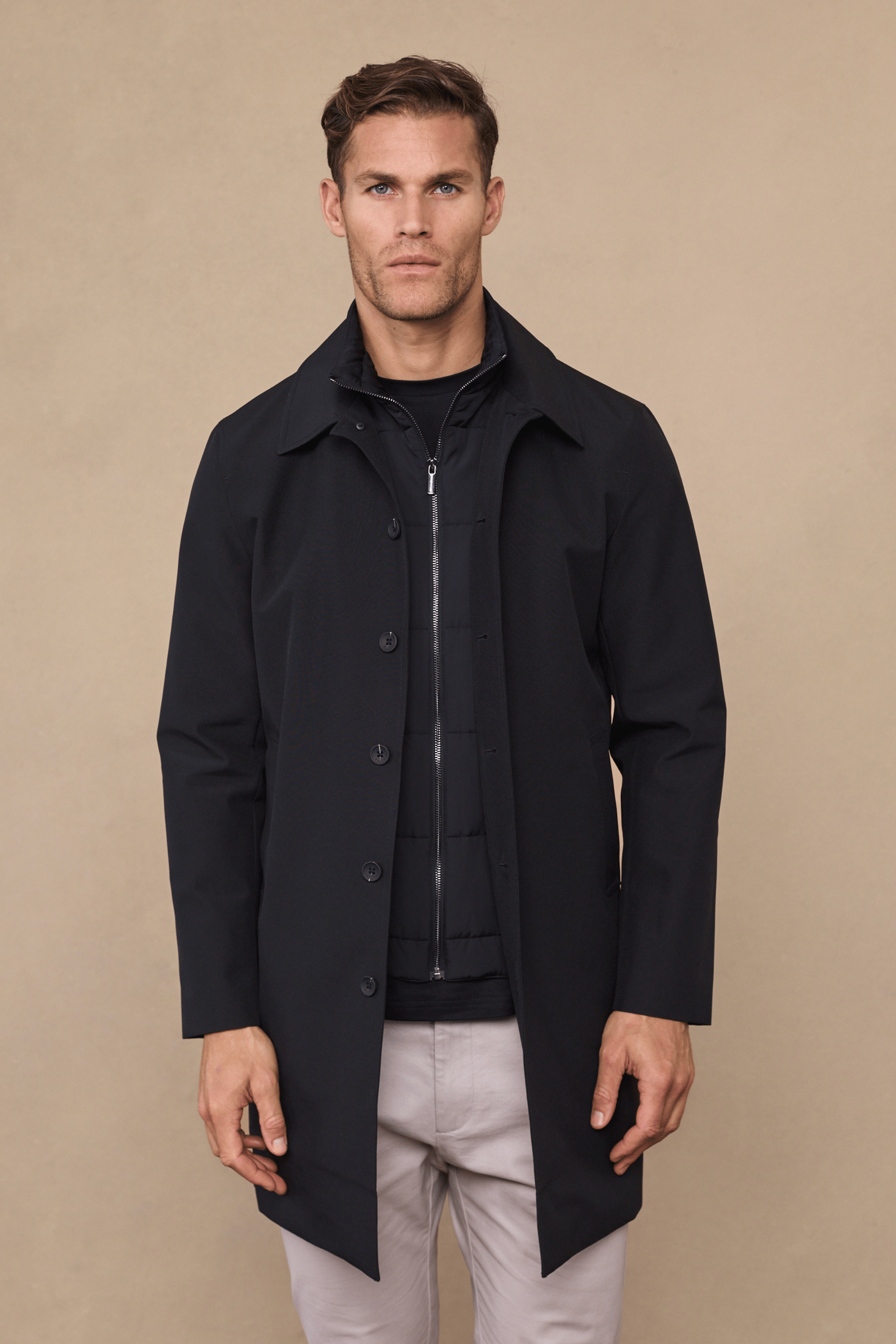 Portico Trench Coat With Detachable Insert - Black