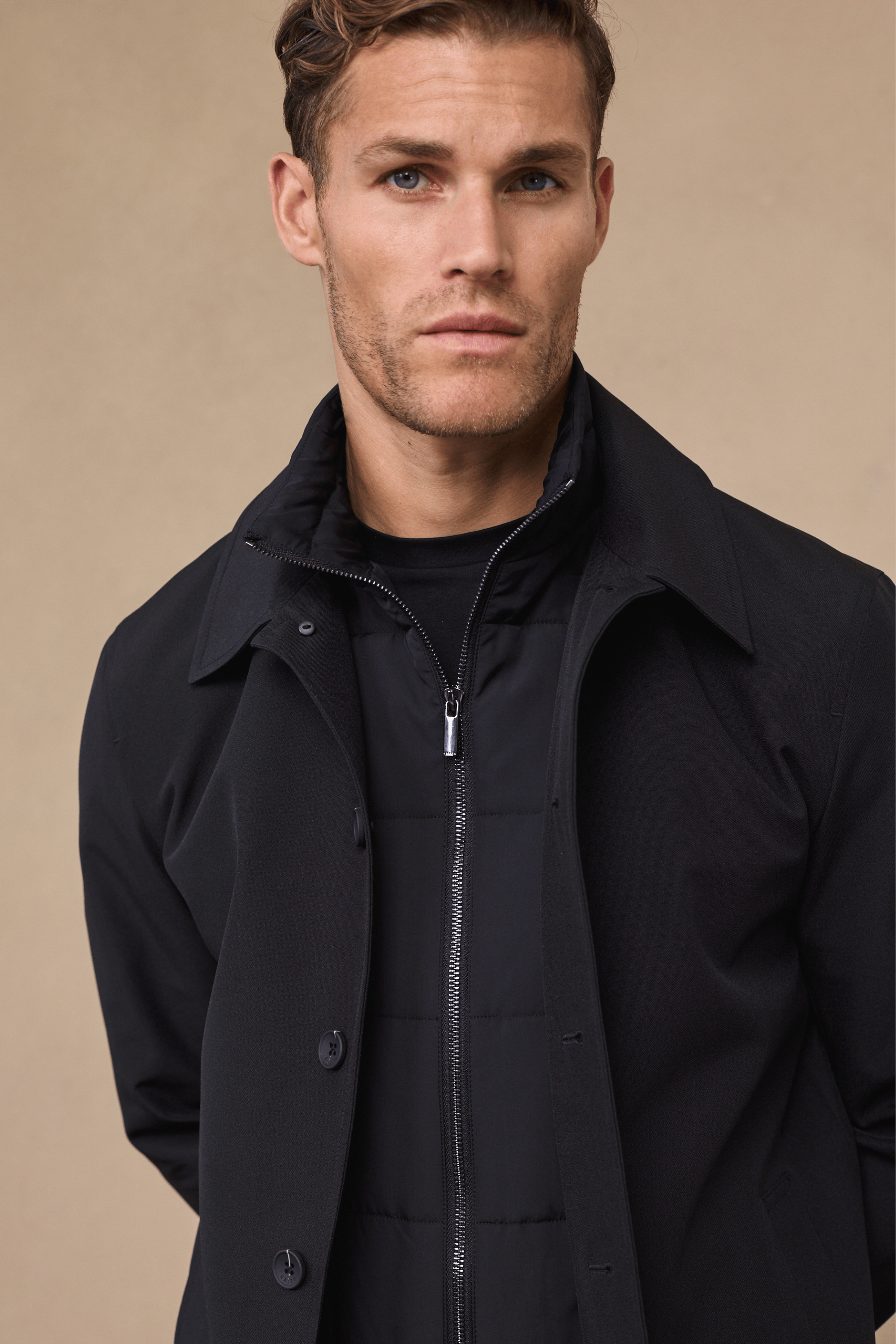 Portico Trench Coat With Detachable Insert - Black
