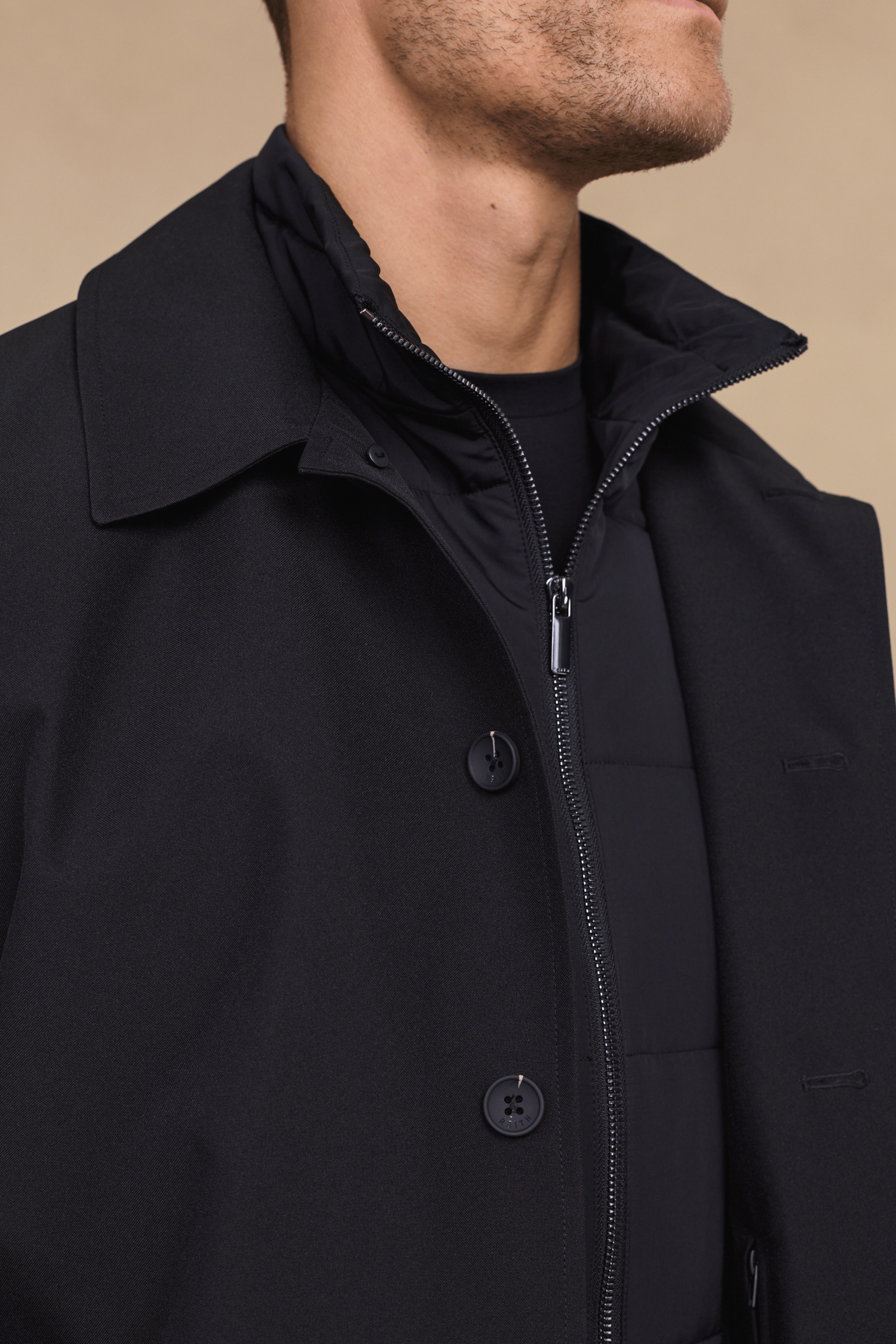Portico Trench Coat With Detachable Insert - Black