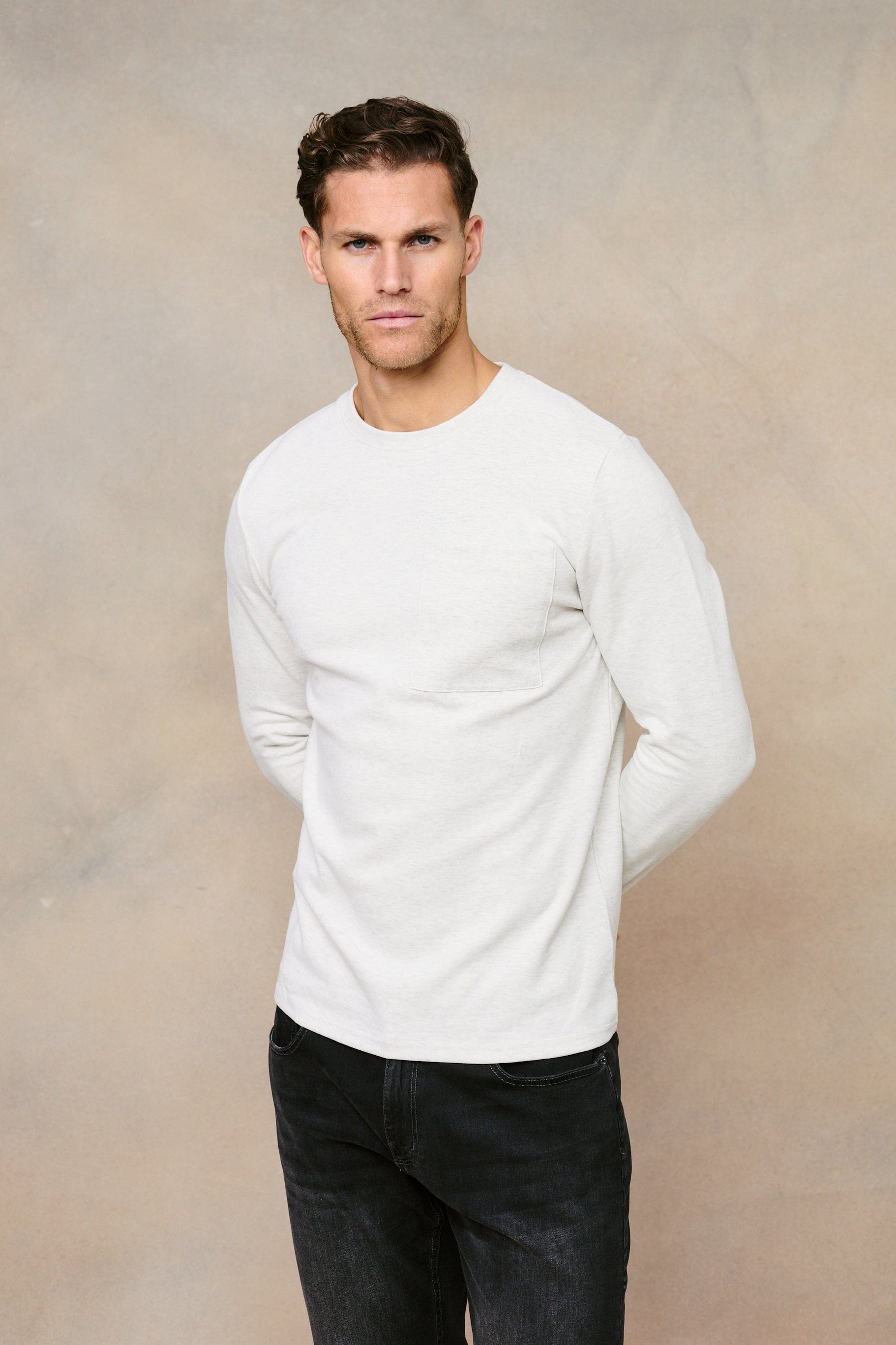 Tyler Long Sleeve Pocket T-Shirt - Stone Marl