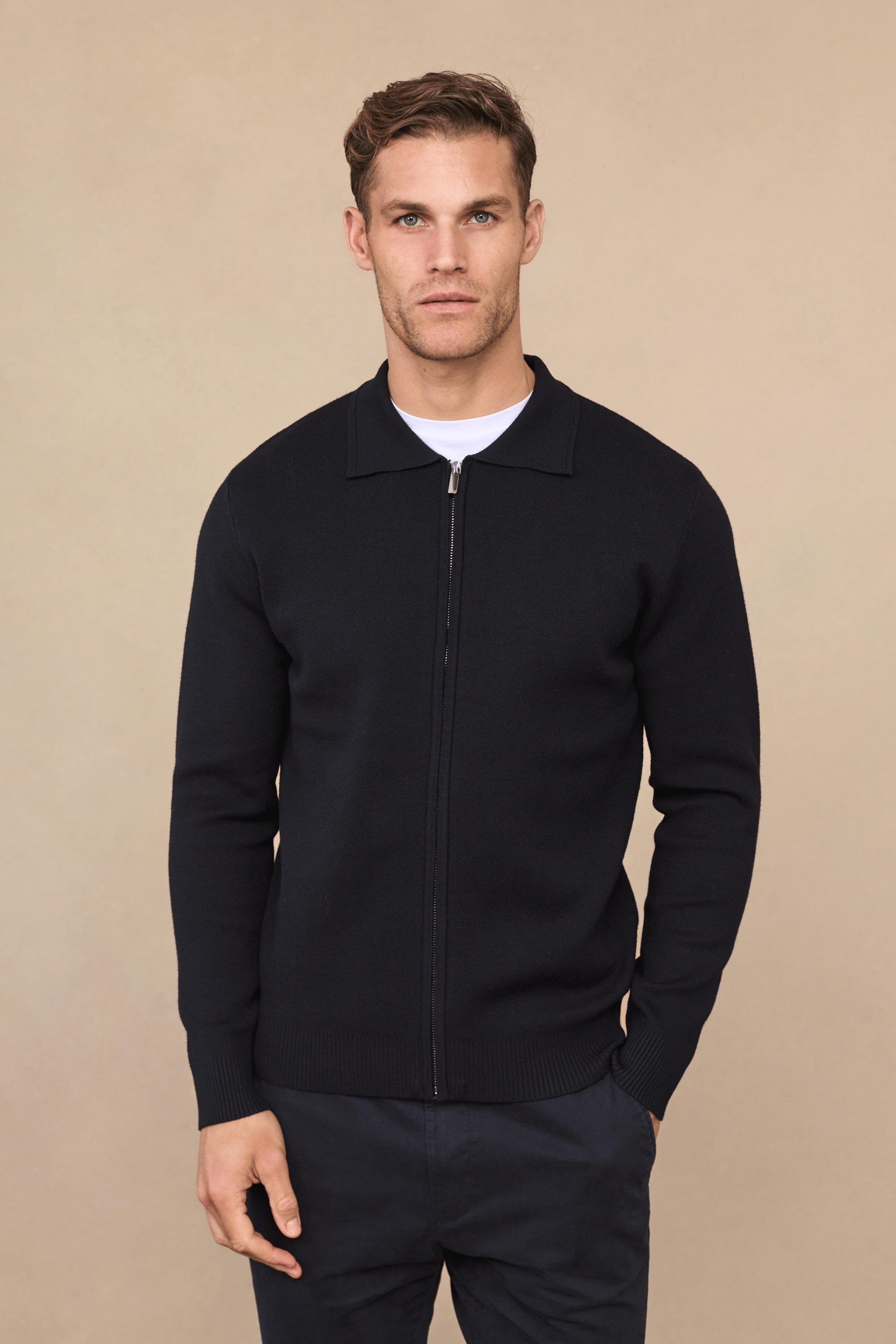 Arlo Zip Through Knitted Jacket- Black