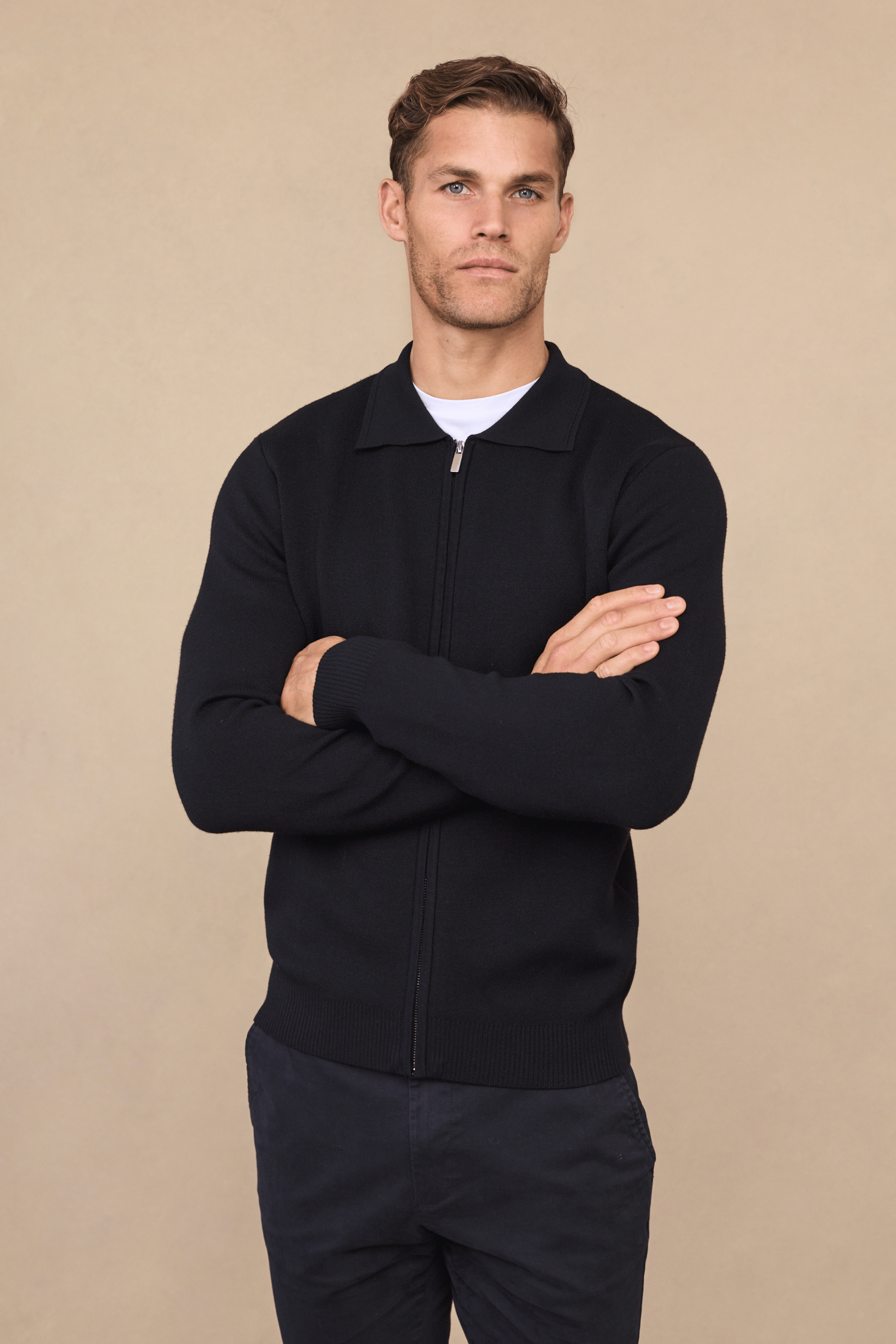 Arlo Zip Through Knitted Jacket- Black