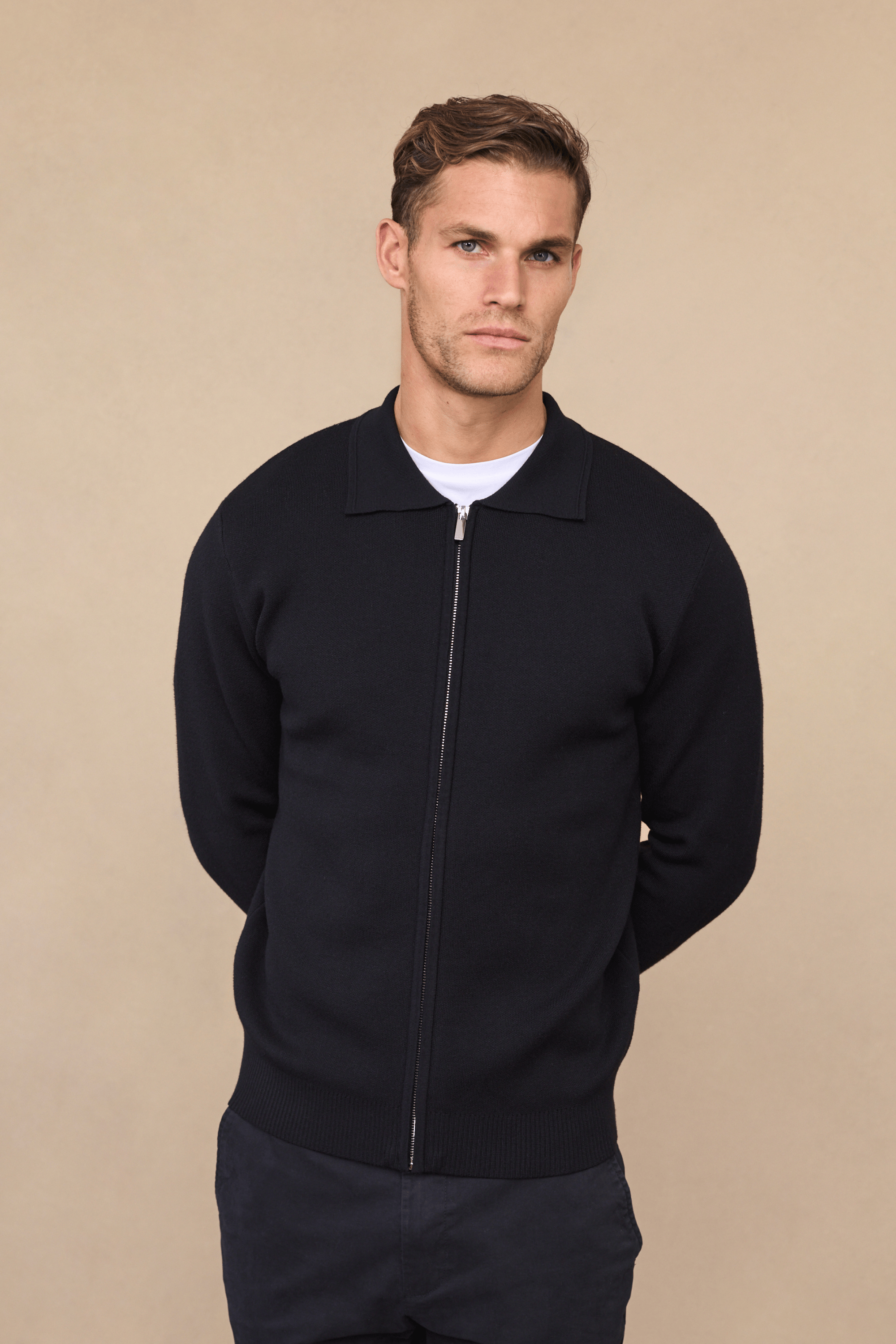 Arlo Zip Through Knitted Jacket- Black