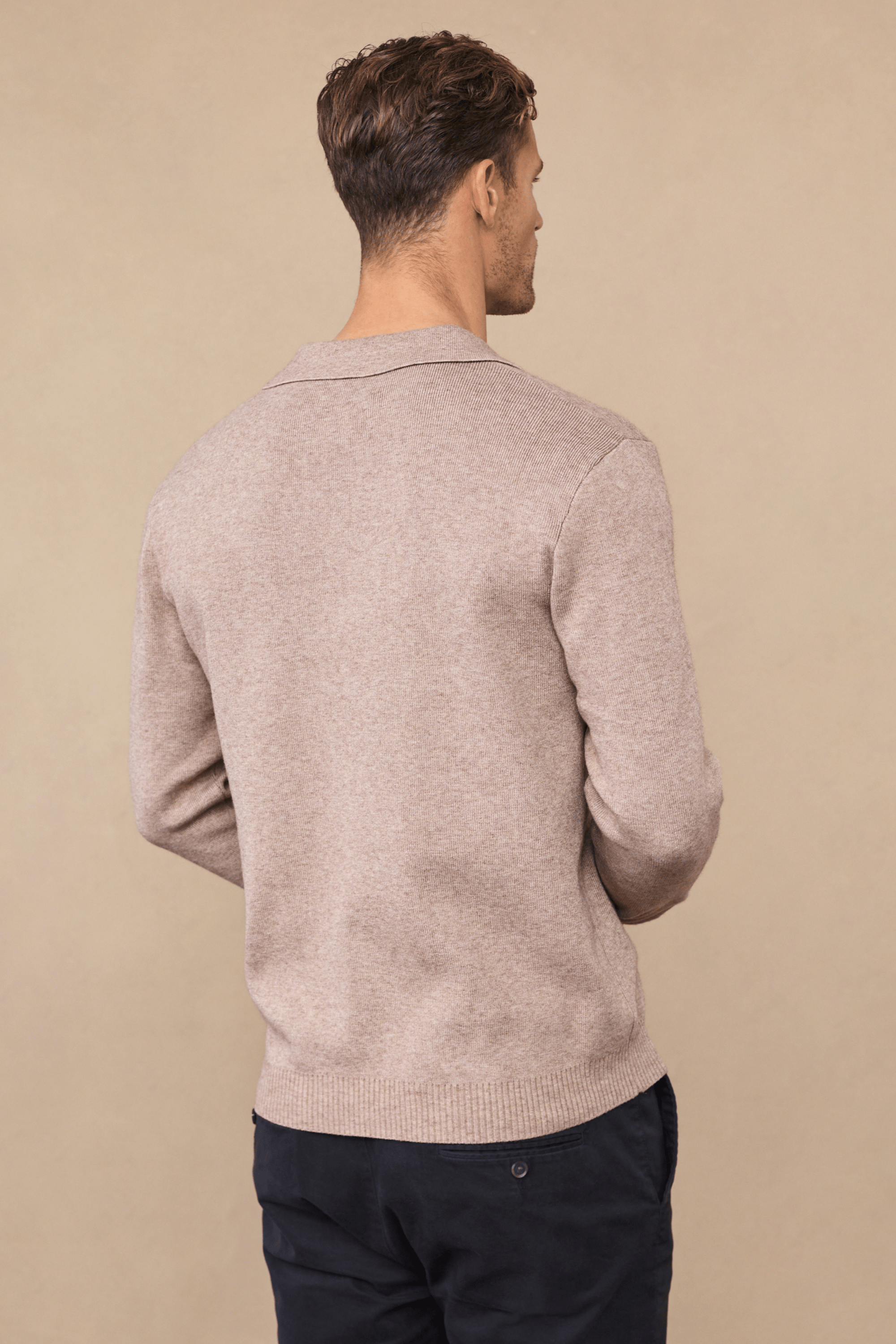 Lennon Poloshirt mit offenem Kragen - Biscuit Beige