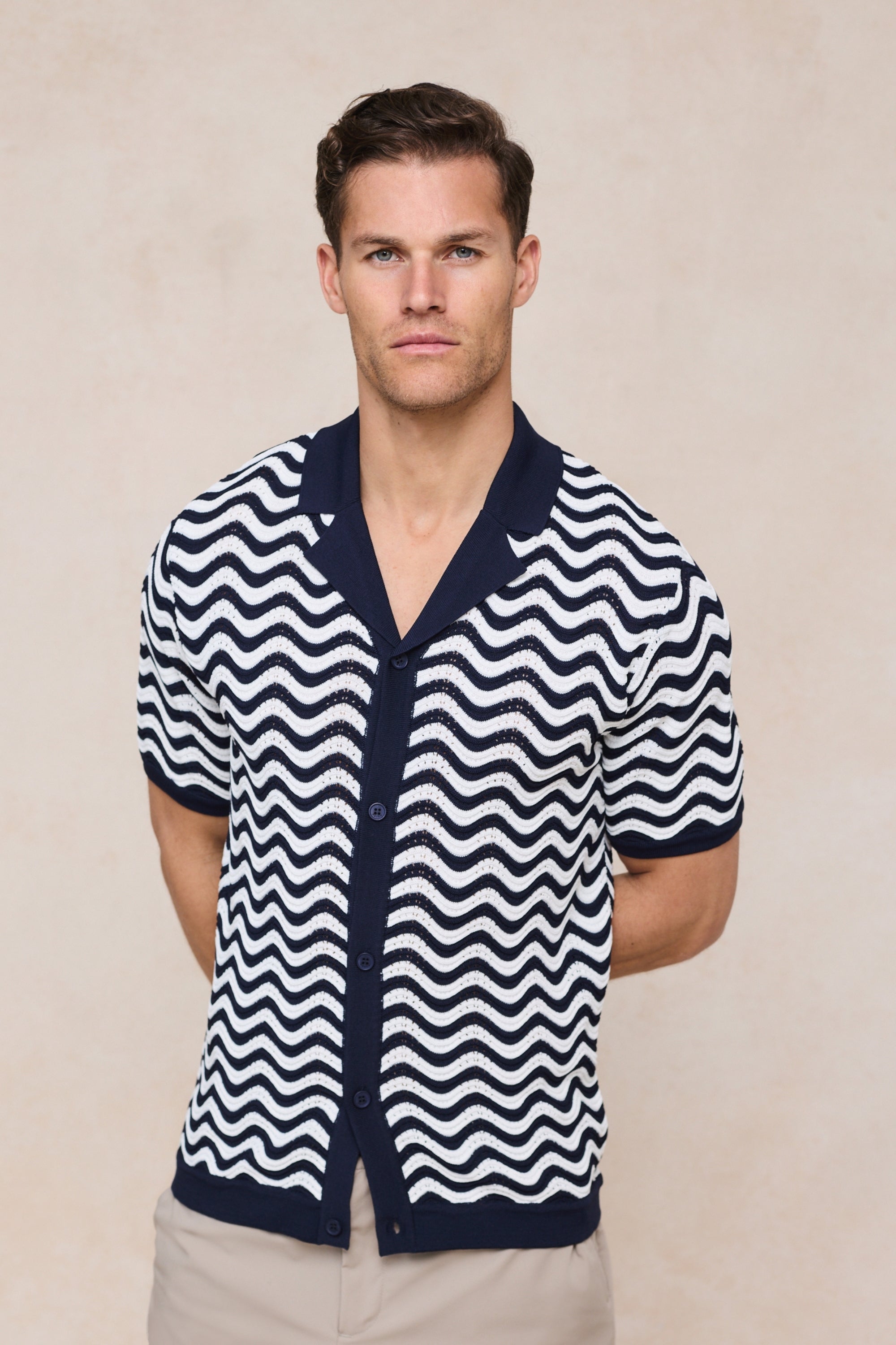 Serenita Strickhemd – Ecru/Navy