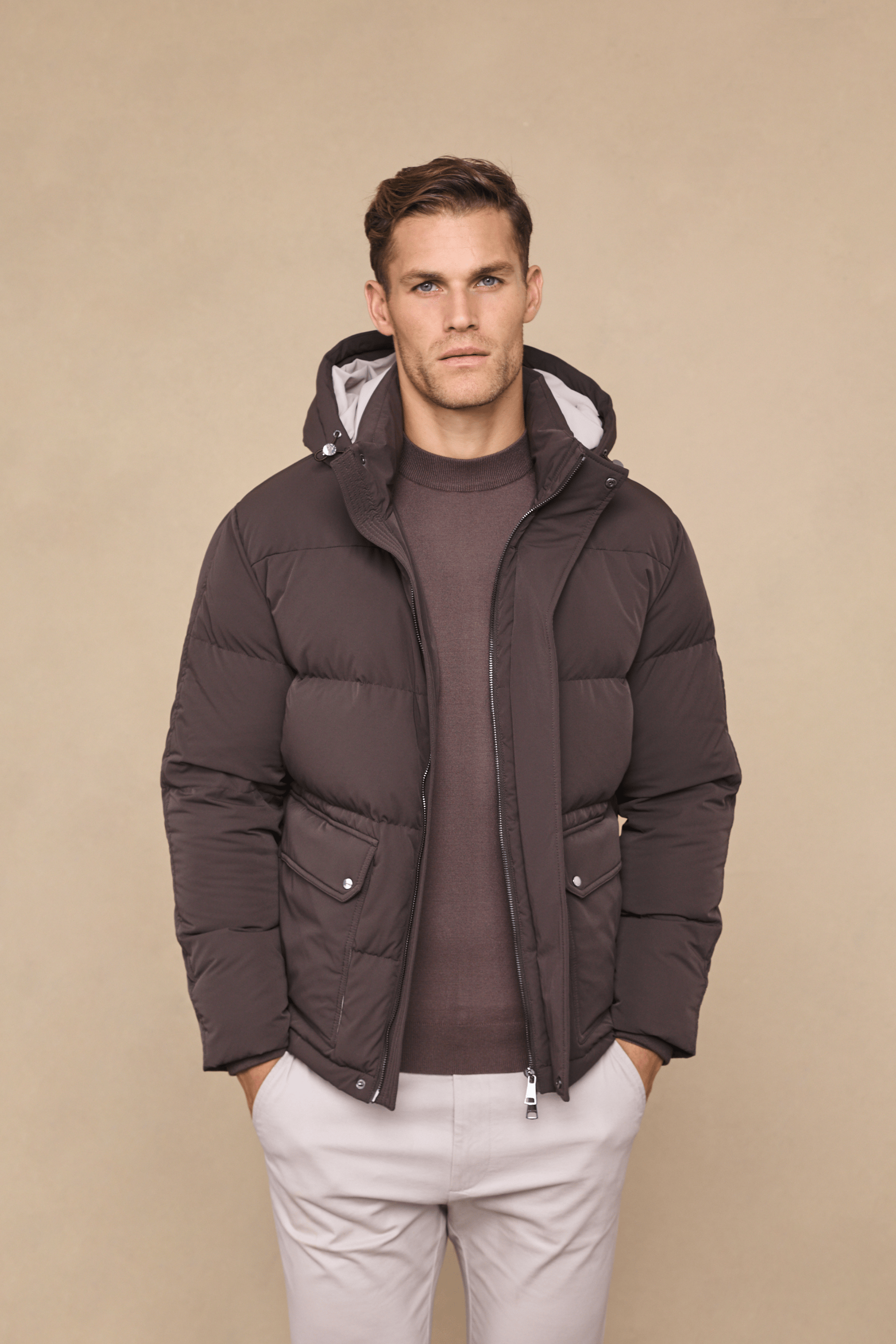 Everetto Down Filled Puffer Coat - Brown