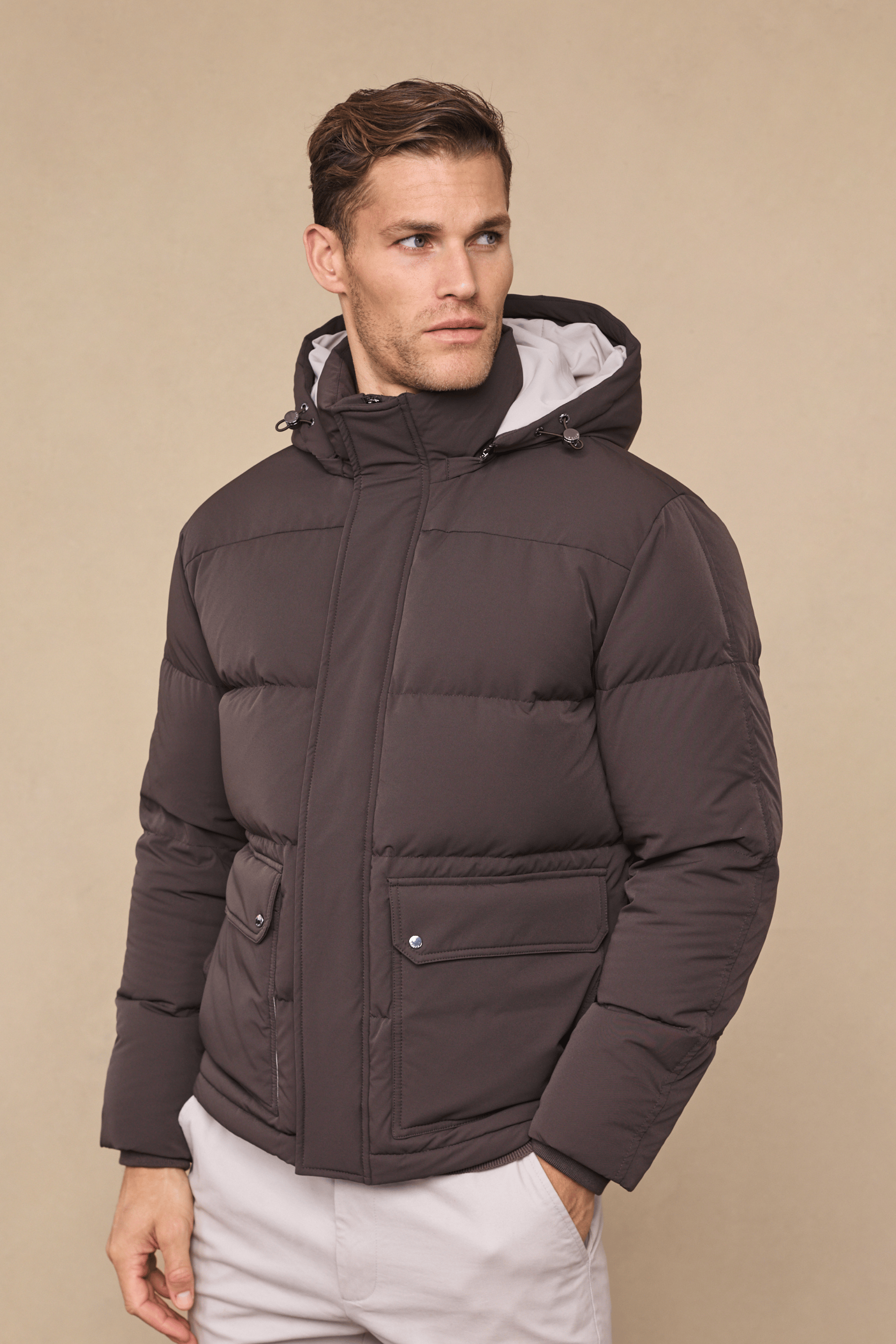 Everetto Down Filled Puffer Coat - Brown
