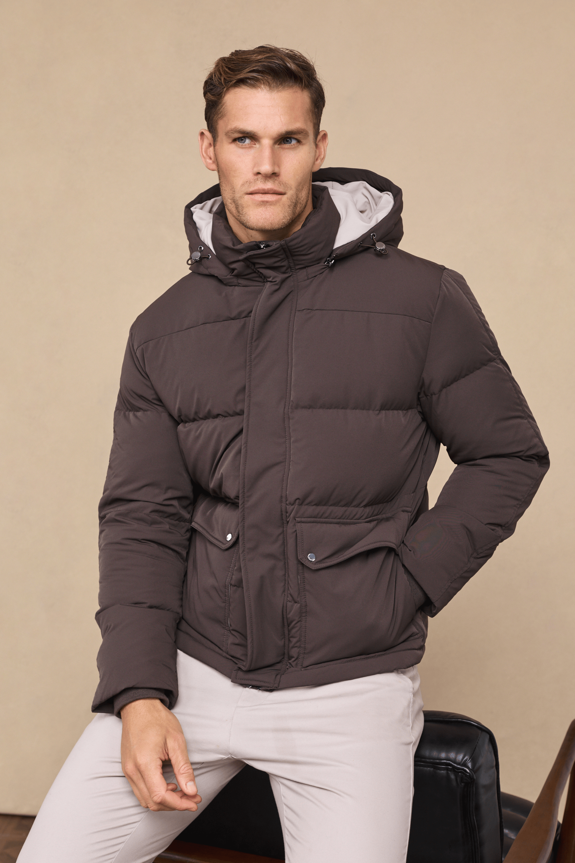 Everetto Down Filled Puffer Coat - Brown