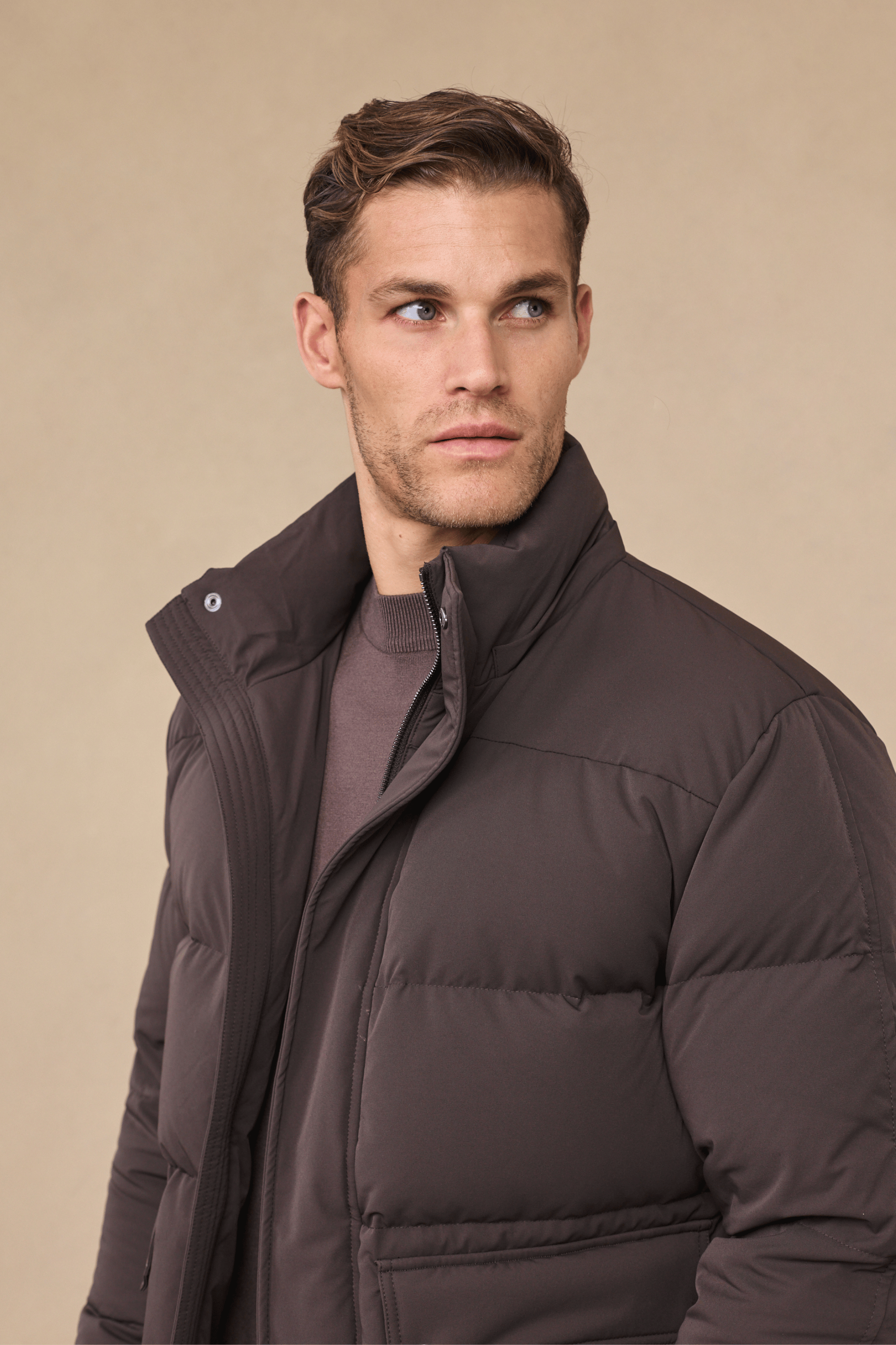 Everetto Down Filled Puffer Coat - Brown