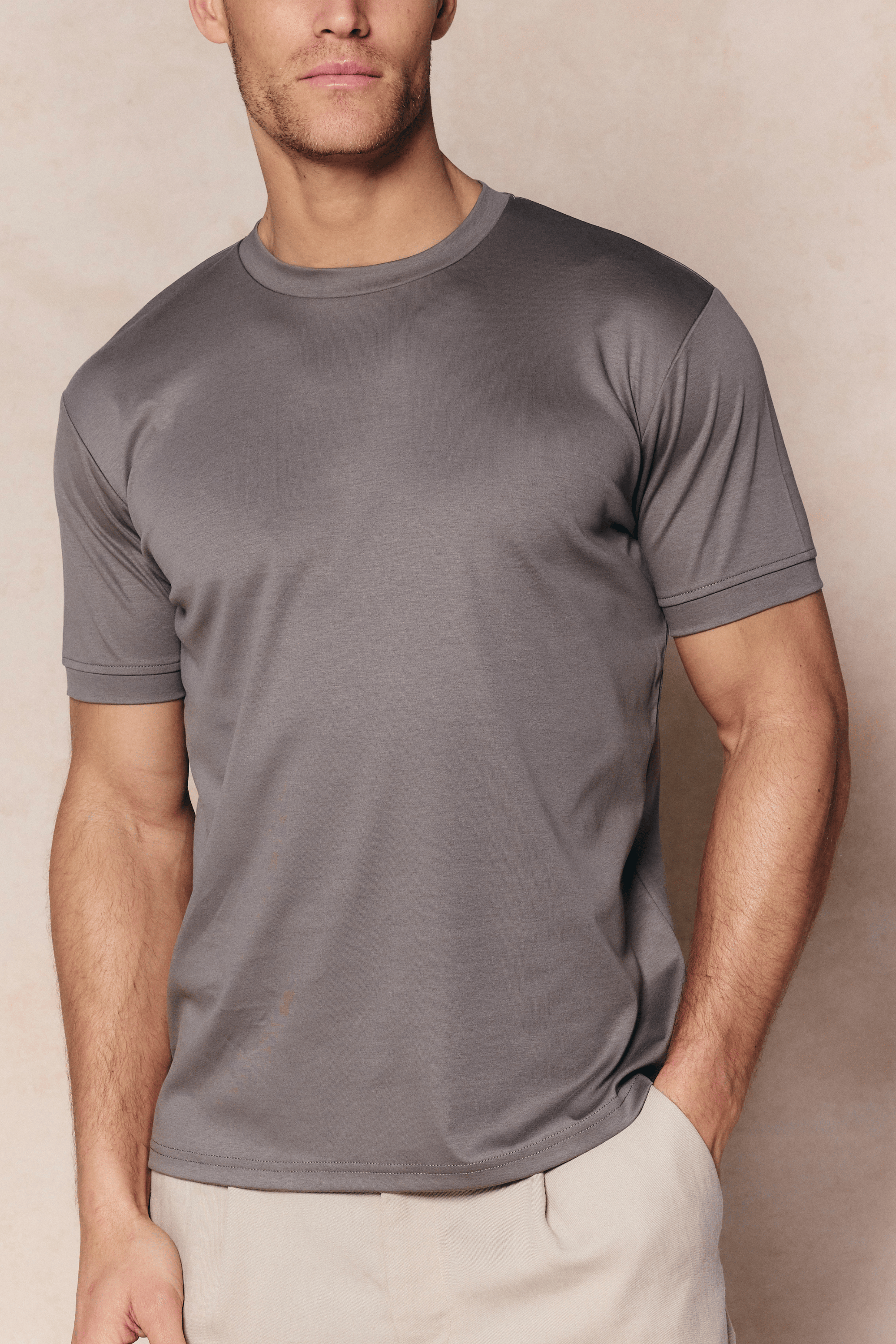 Luxe Mercerised T-Shirt - Mushroom