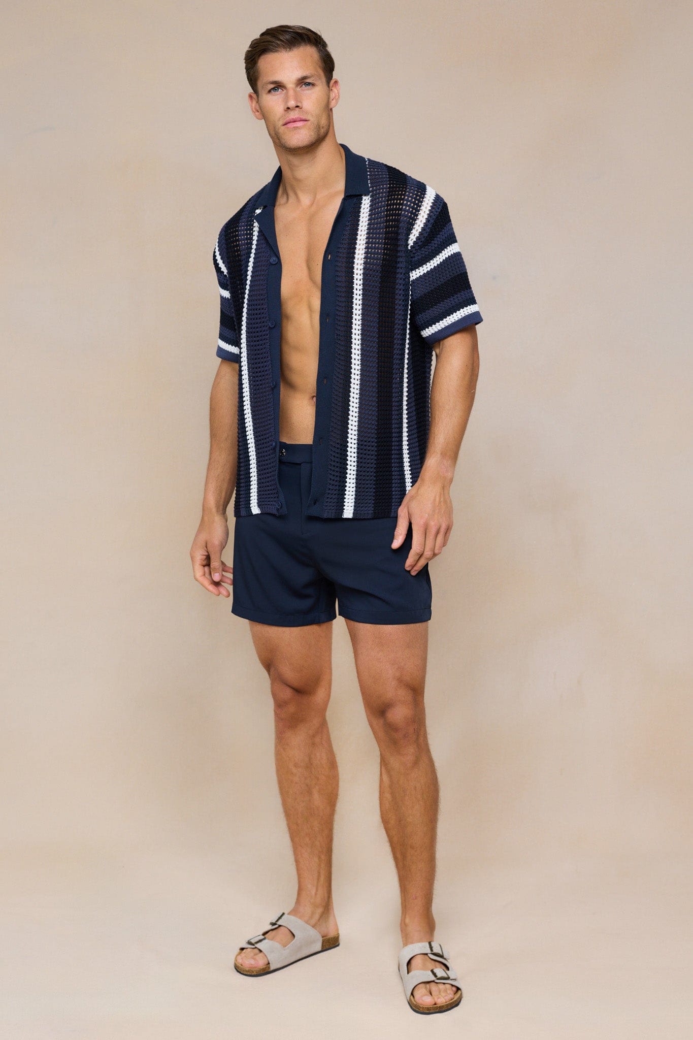 Dell'Amore Crochet Knit Shirt - Navy