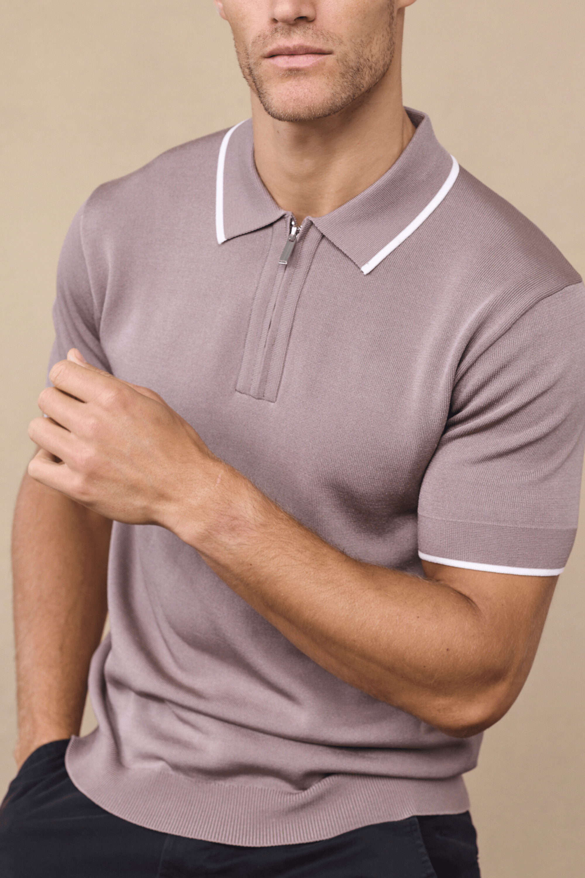 Henry Zip Polo - Taupe