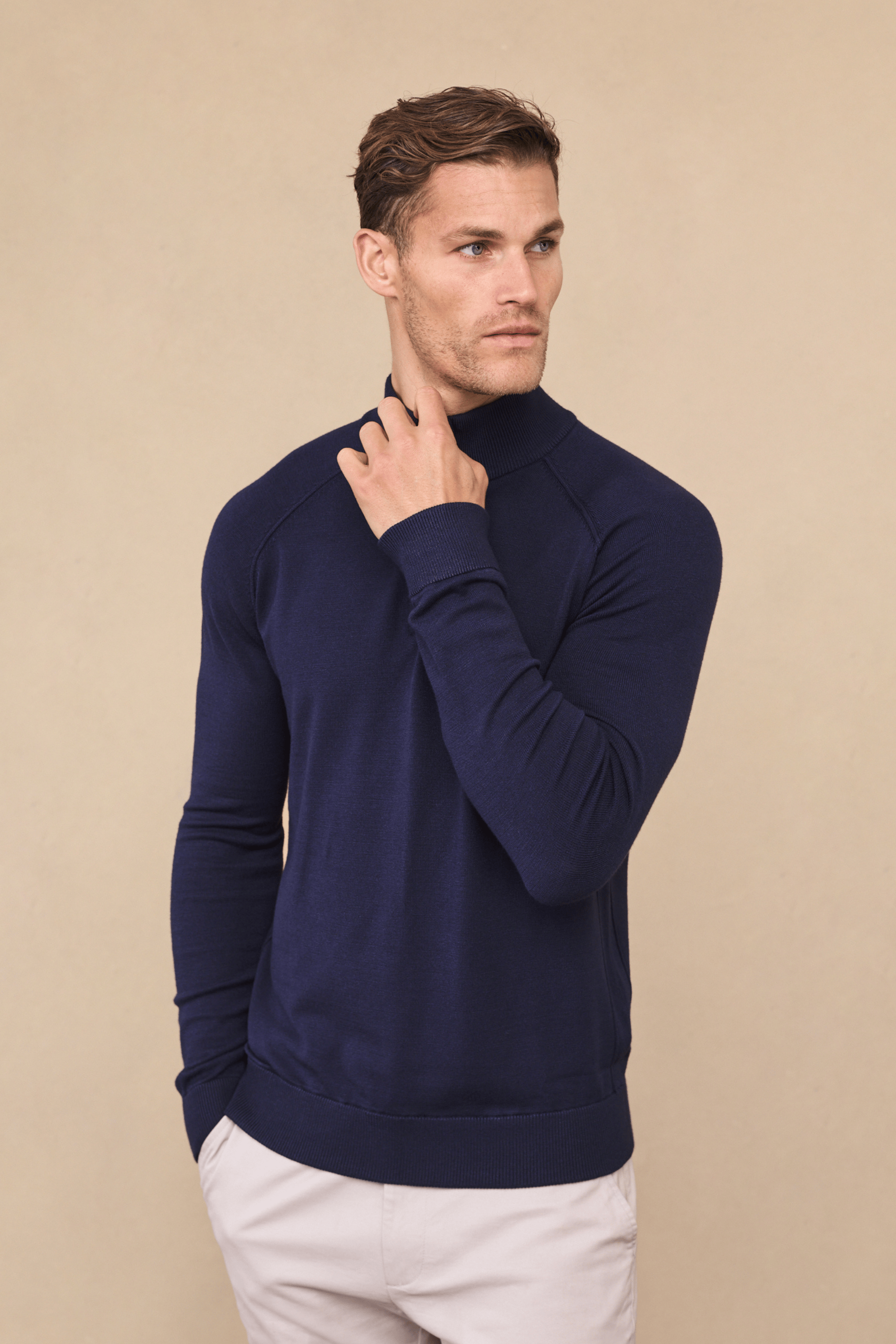 Alex Knitted Half Zip Jumper - Navy