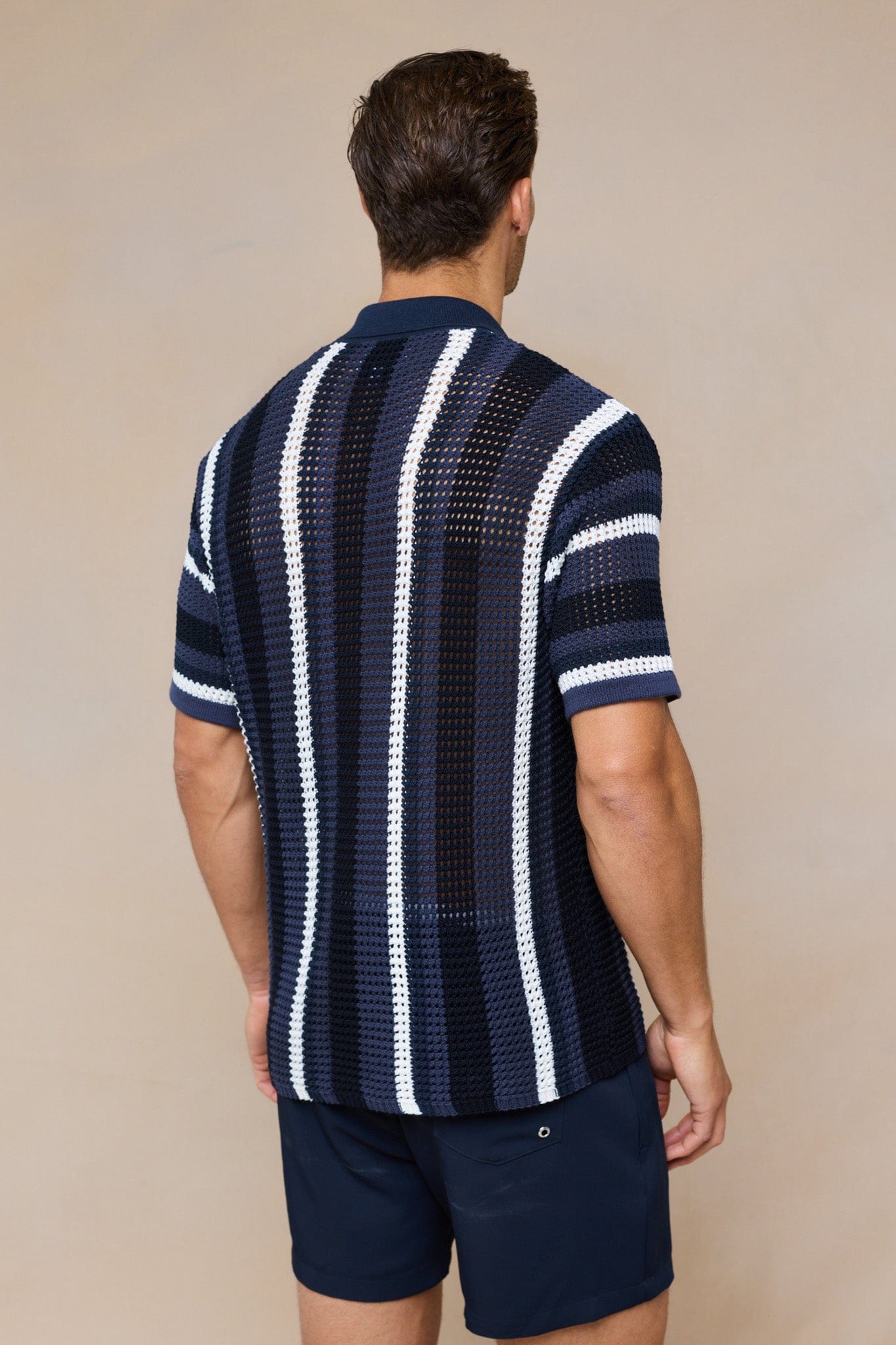 Dell'Amore Crochet Knit Shirt - Navy