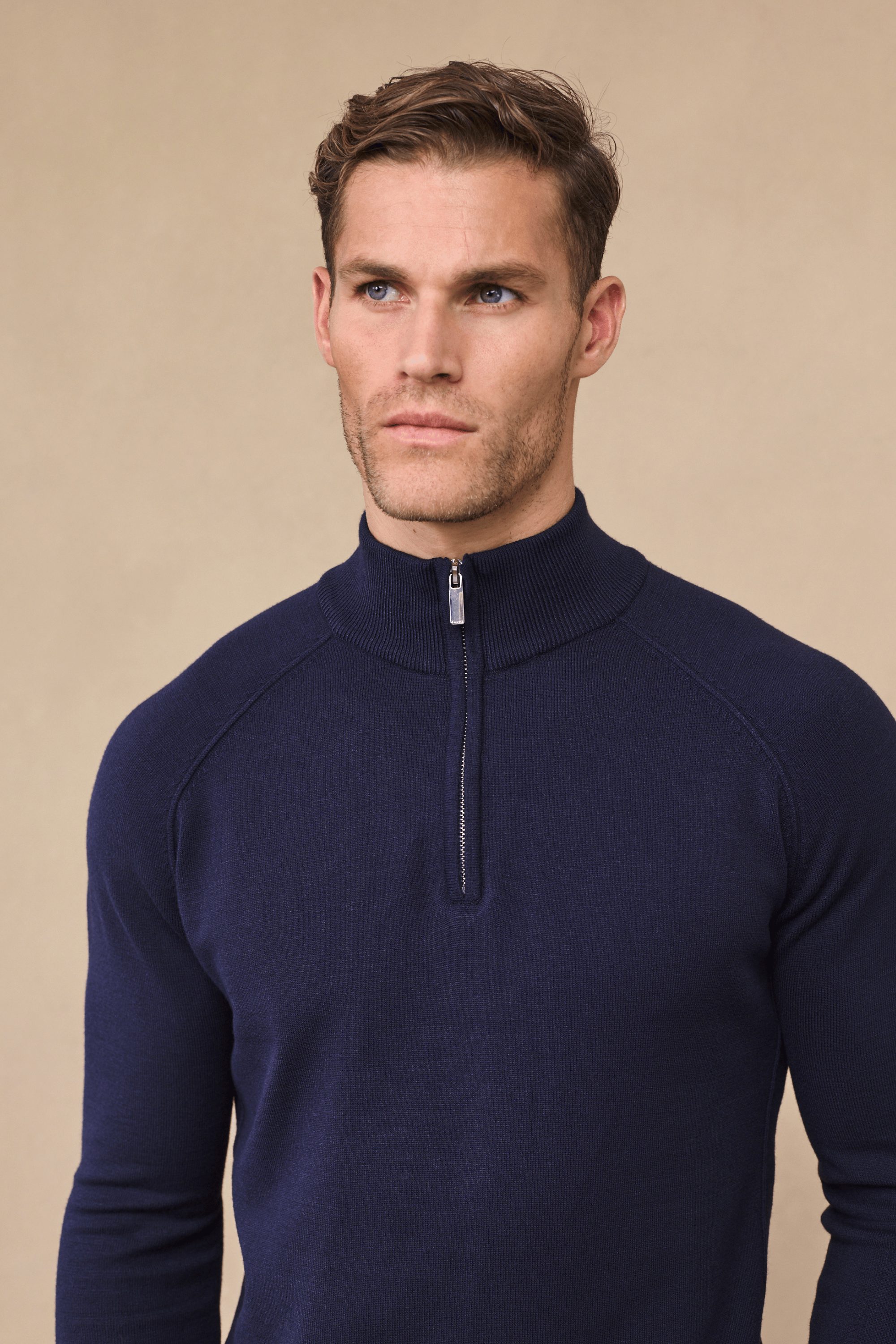 Alex Knitted Half Zip Jumper - Navy