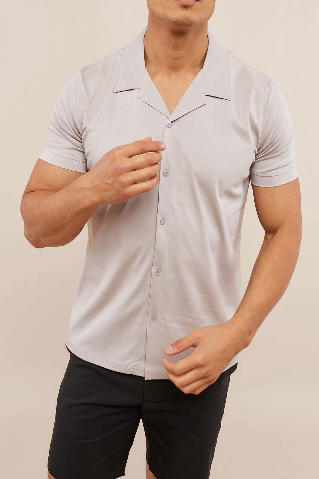 Luxe Mercerised Short Sleeve Shirt - Pale Grey
