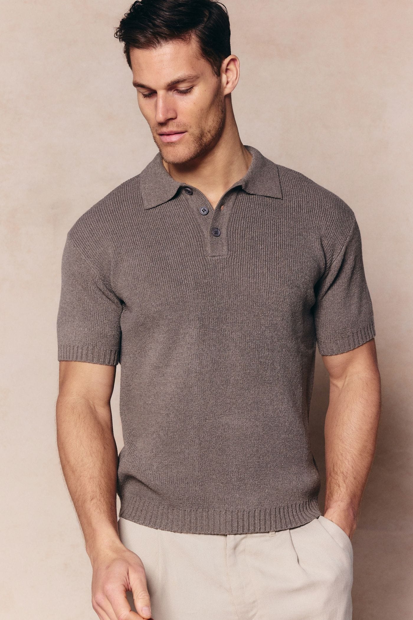 Sorelle Short Sleeve Rib Knit Polo - Dark Sage