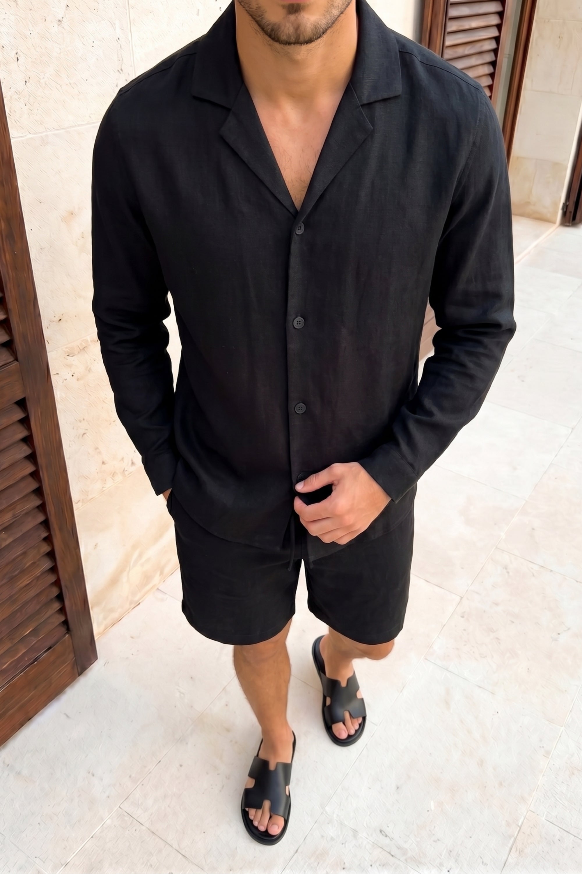 Cami-Shorts aus Leinen - Haferflocken