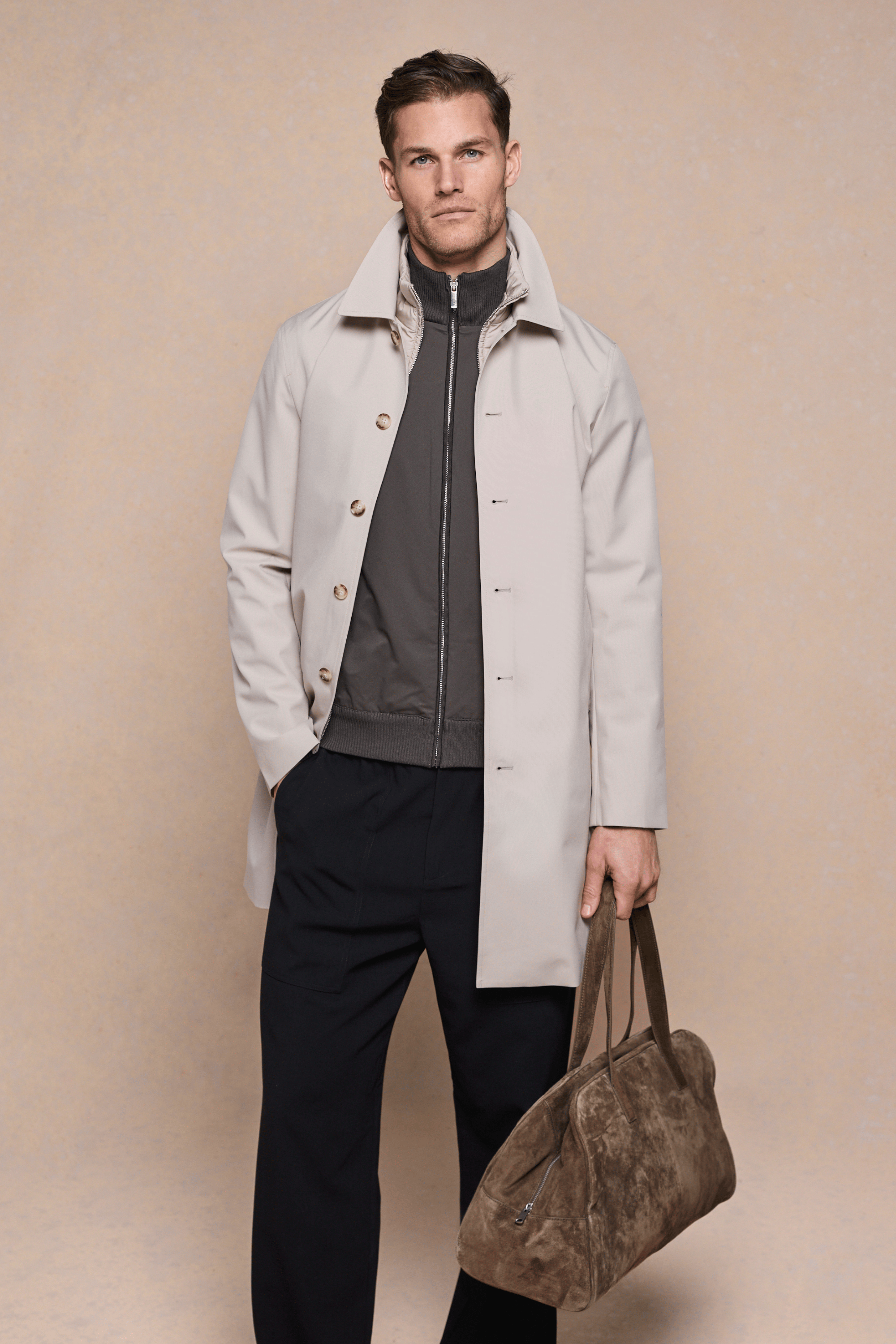 Portico Trench Coat With Detachable Insert - Stone