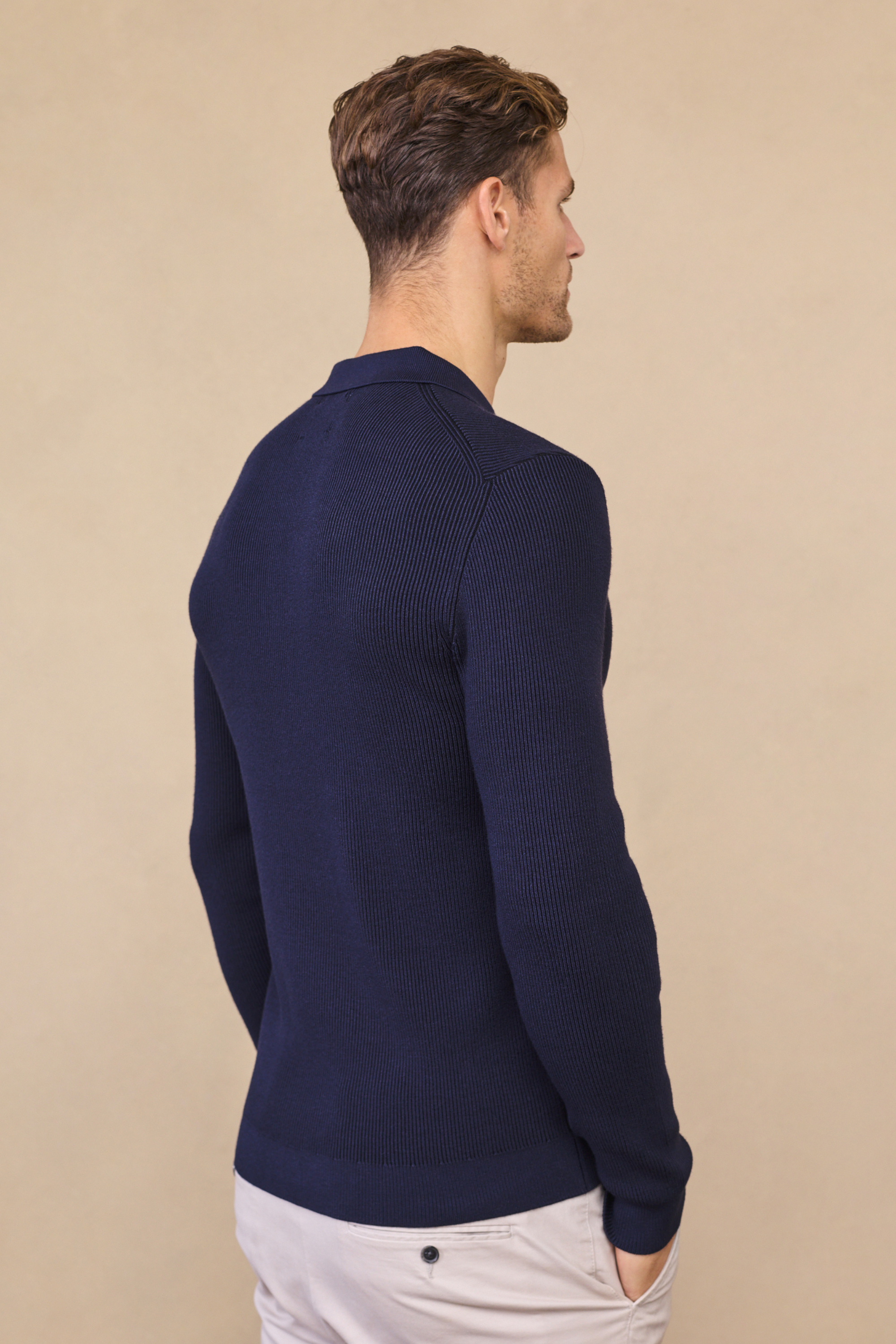 Angus Ribbed Polo - Navy