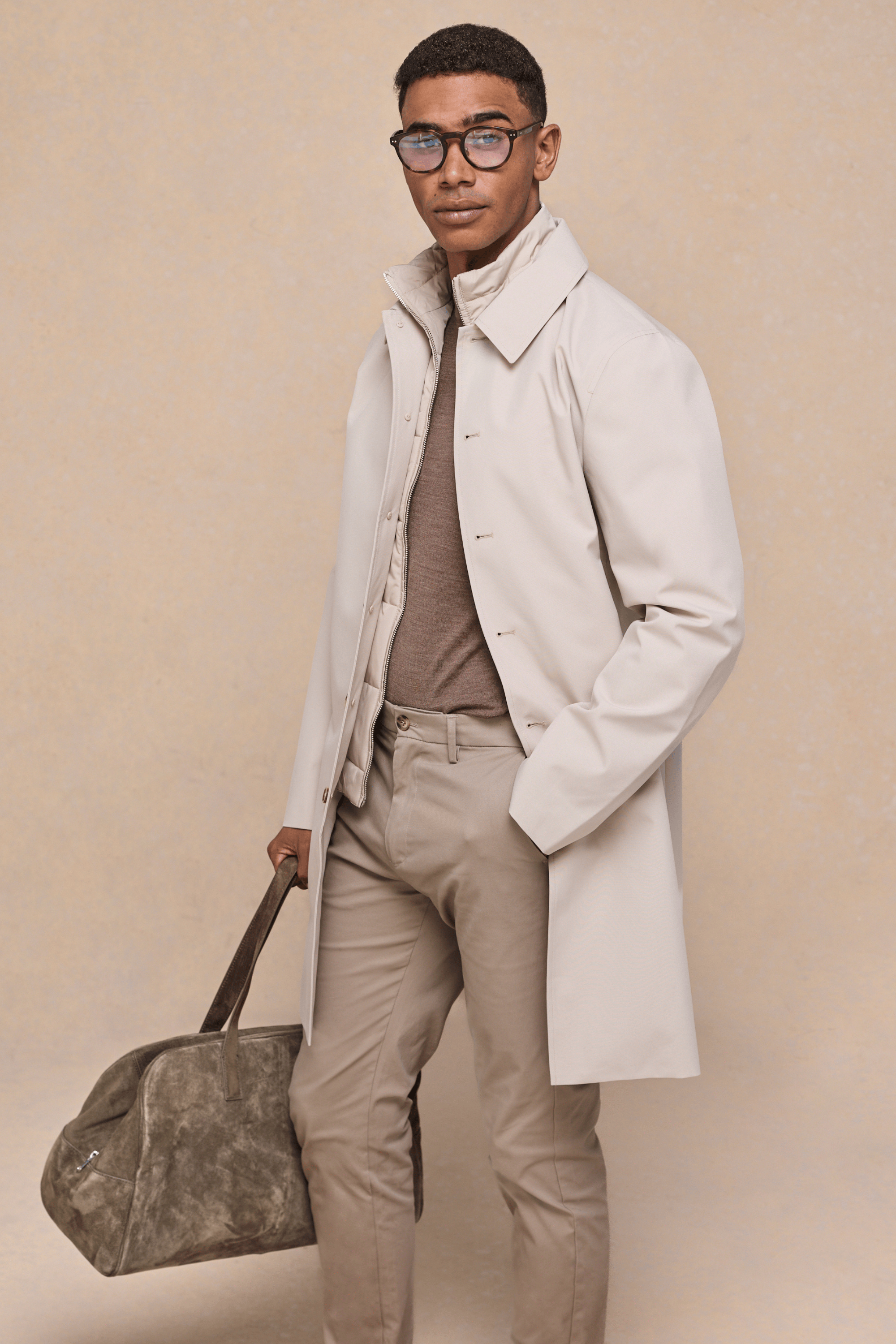 Portico Trench Coat With Detachable Insert - Stone