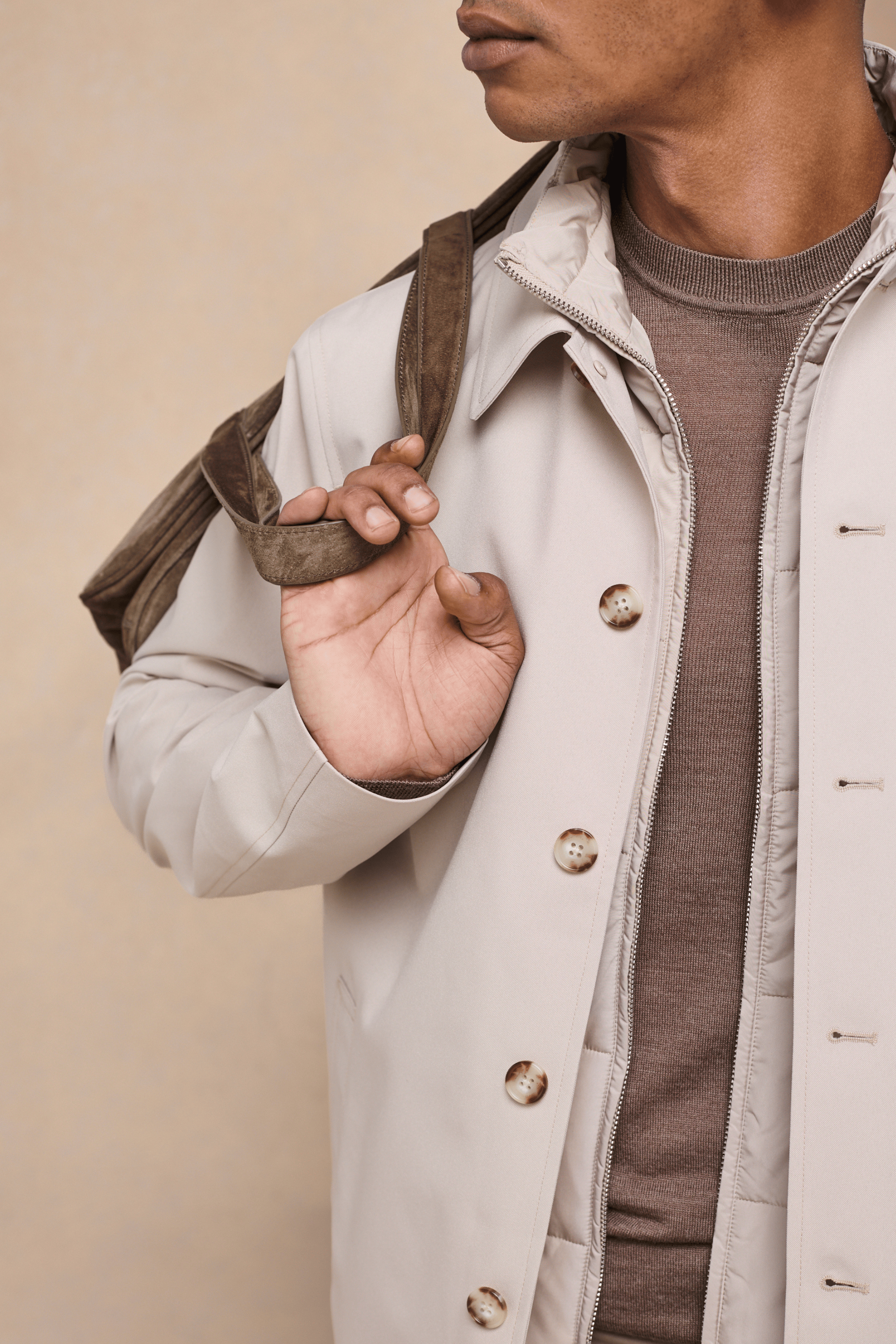 Portico Trench Coat With Detachable Insert - Stone