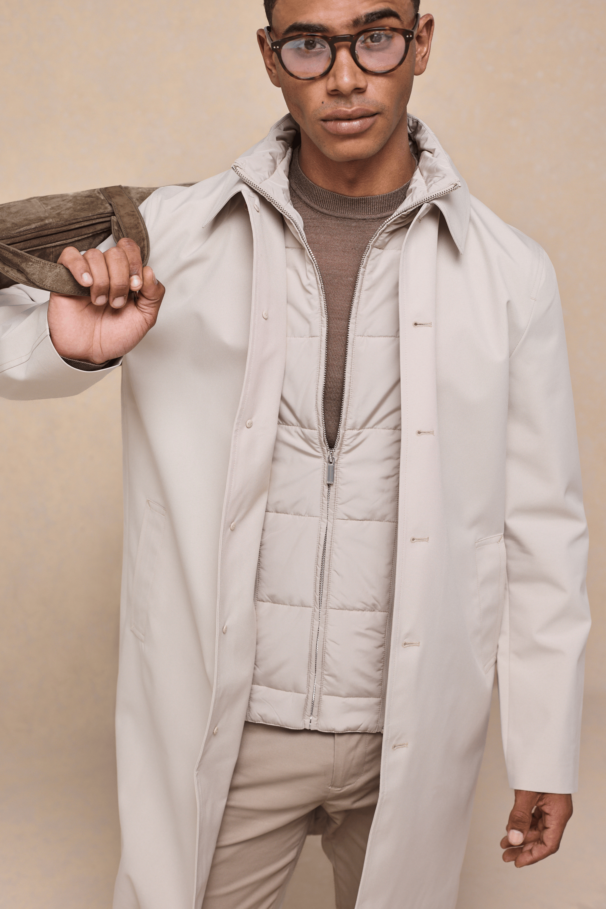 Portico Trench Coat With Detachable Insert - Stone