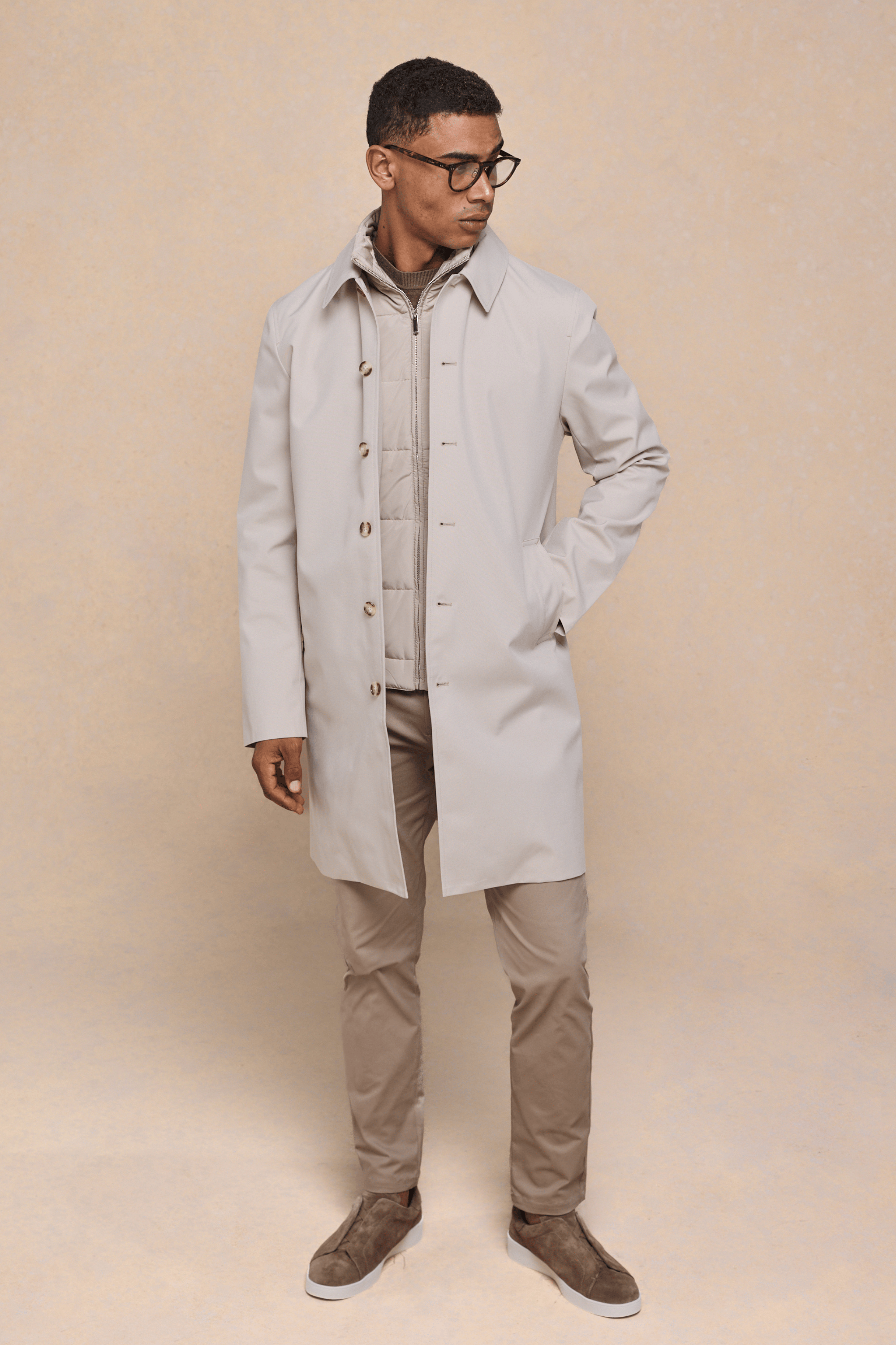 Portico Trench Coat With Detachable Insert - Stone