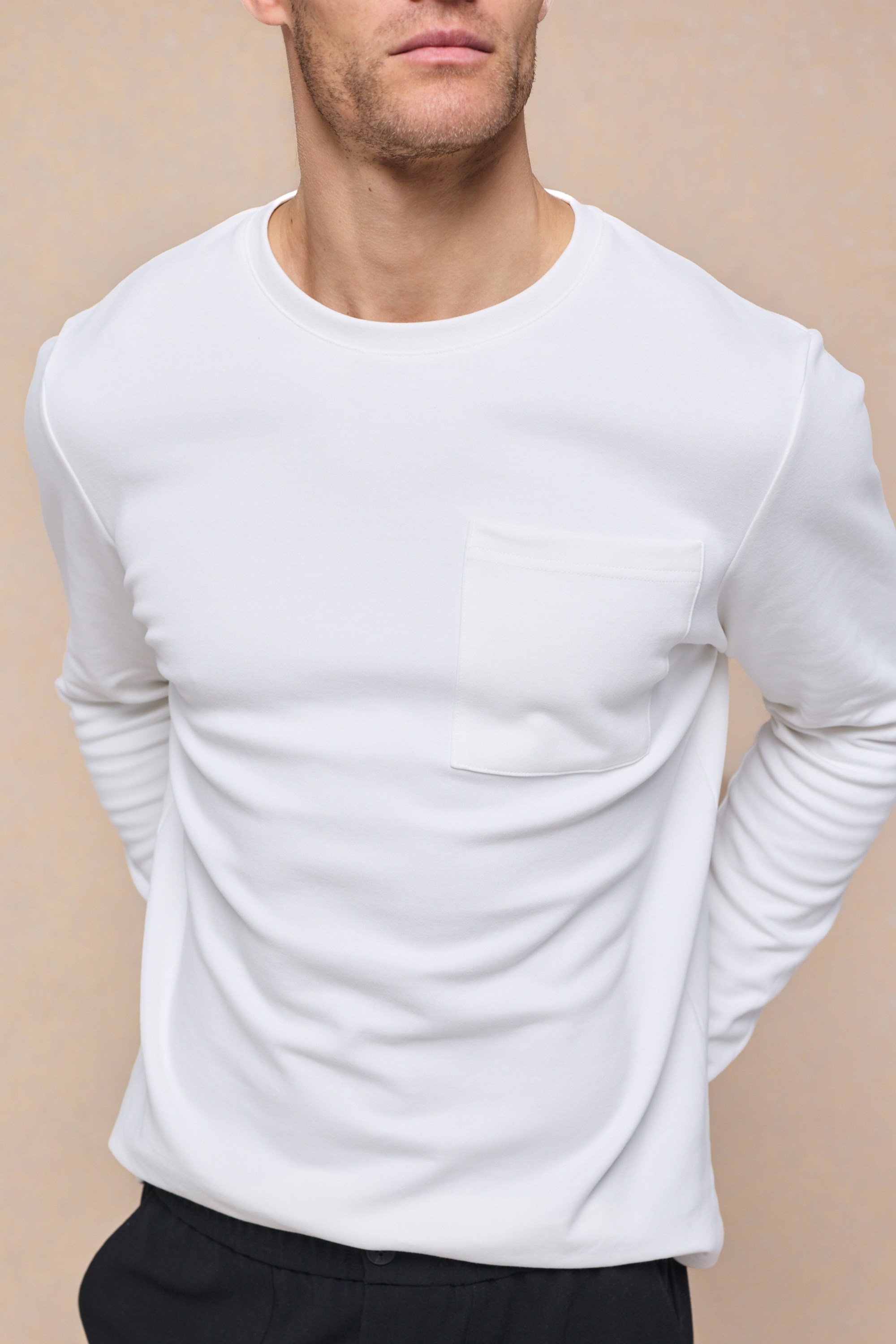 Tyler Long Sleeve Pocket T-Shirt - Ecru