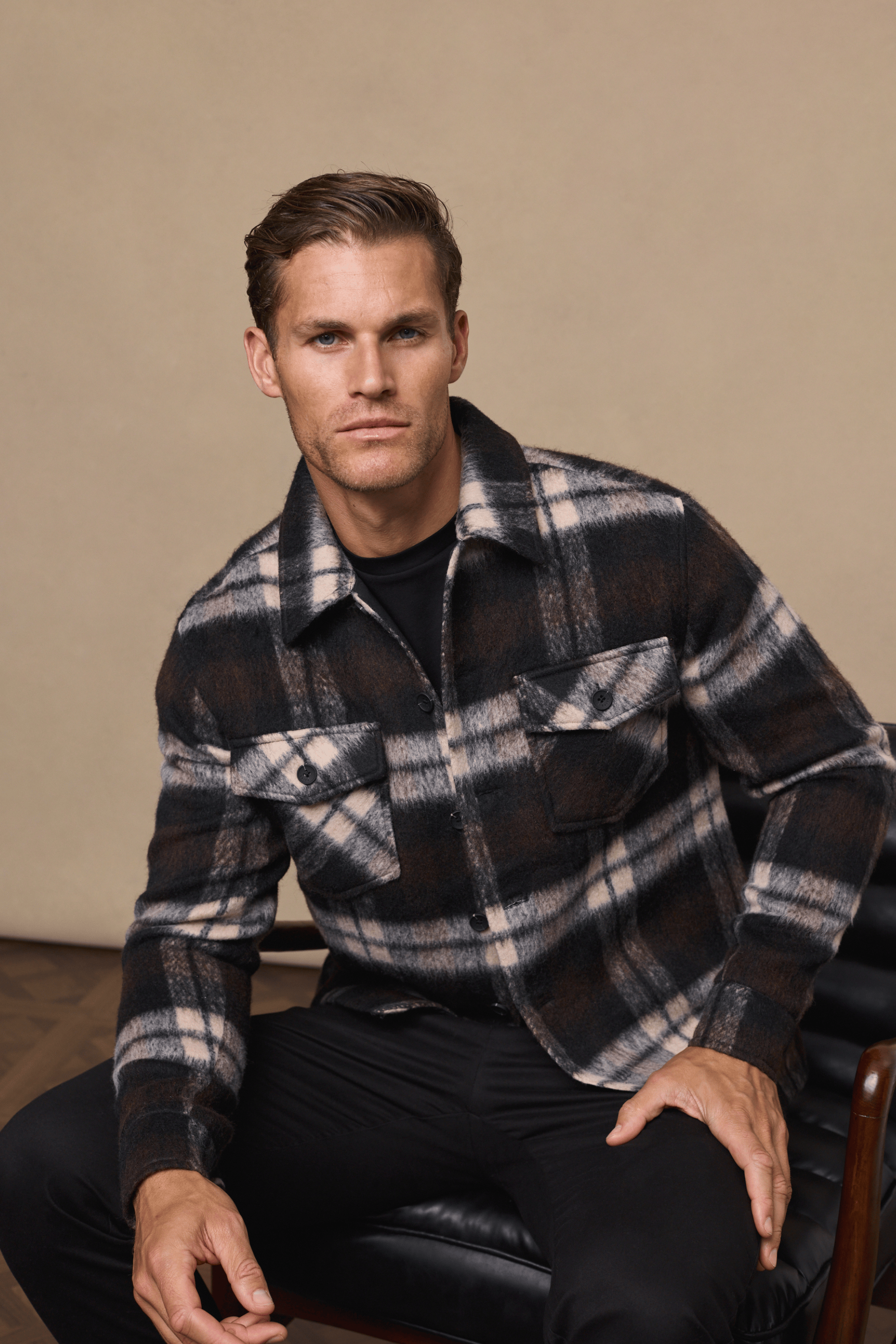 Caldera Brushed Wool Checked Jacket - Brown/Beige