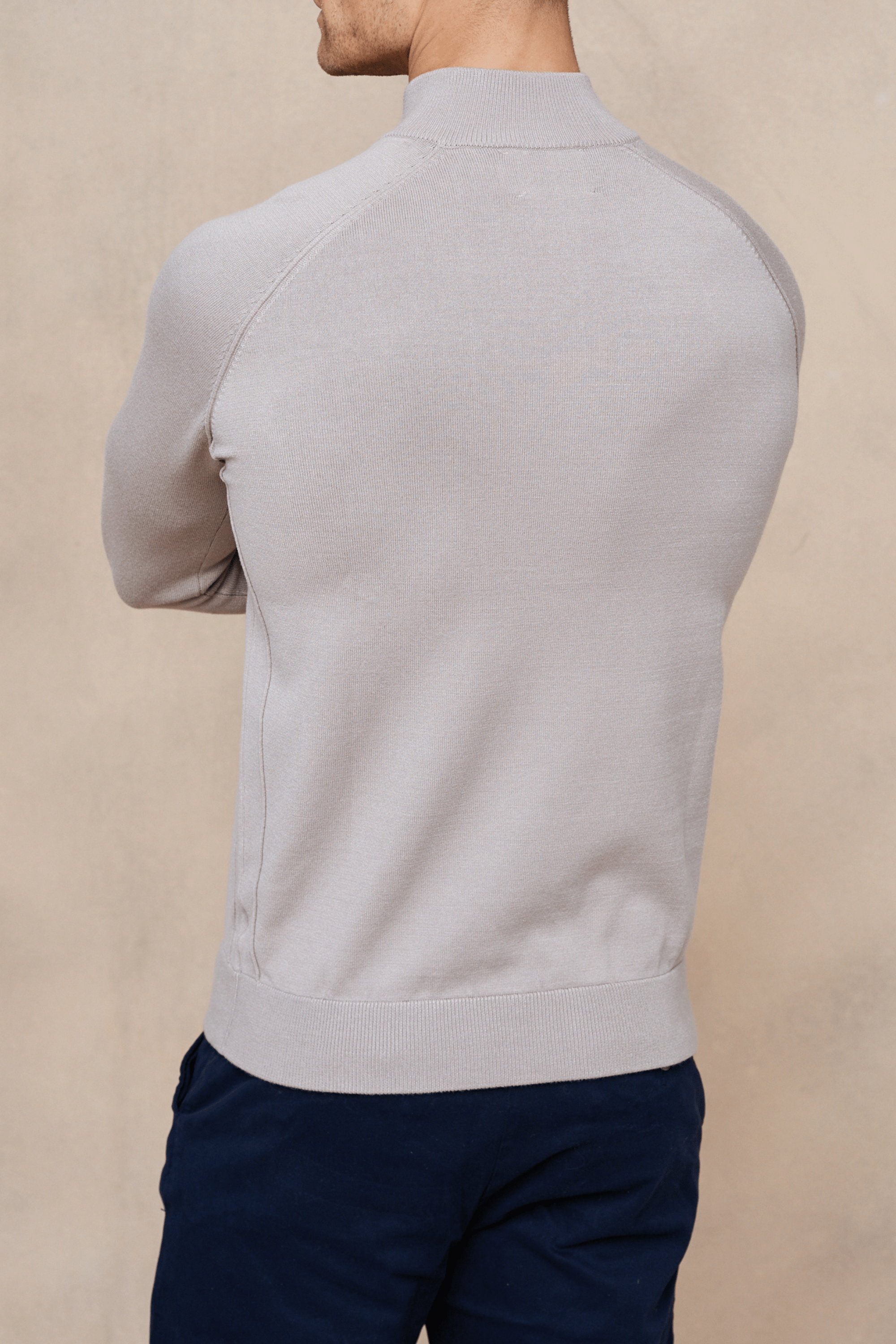 Alex Knitted Half Zip Jumper - Taupe