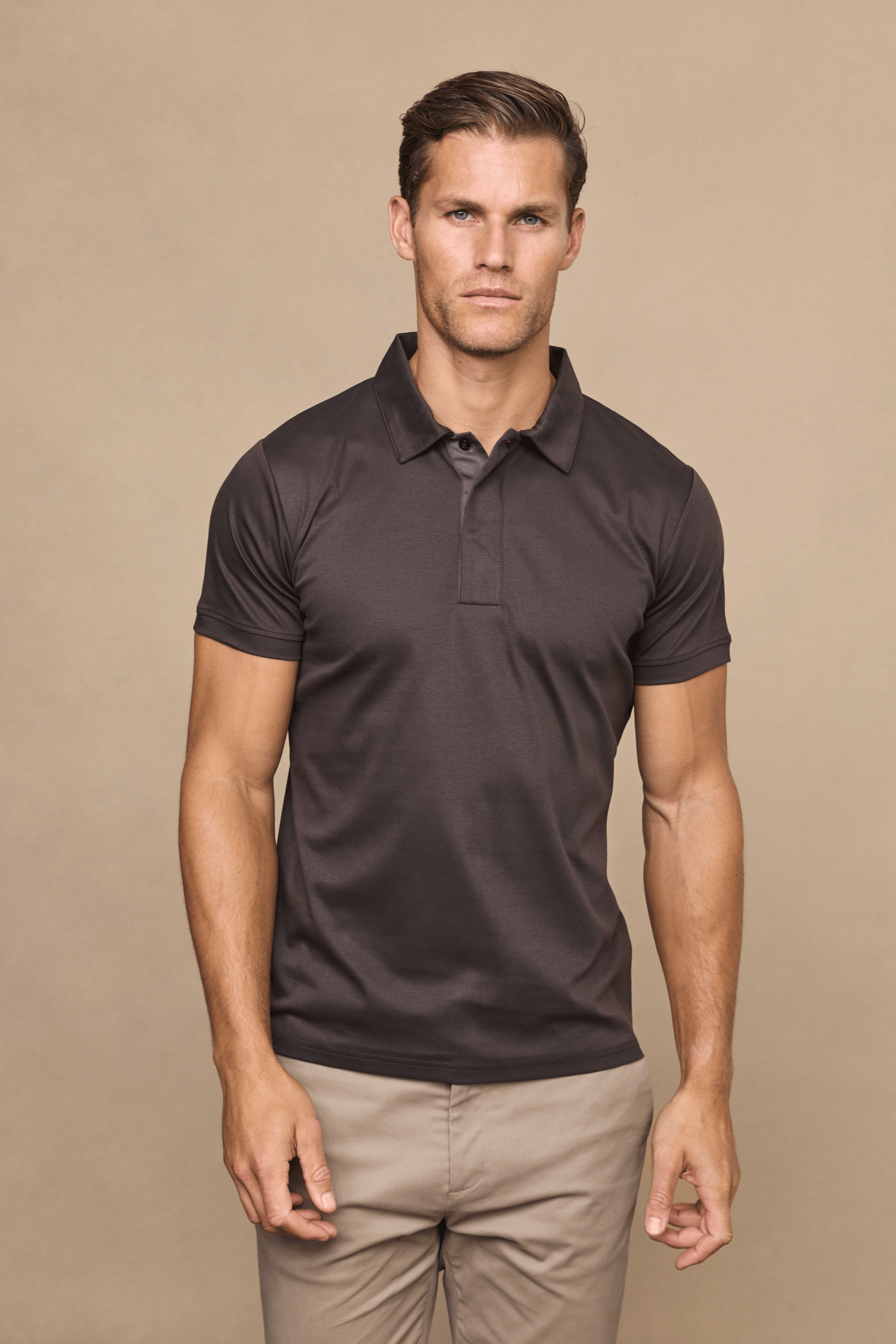 Santi Mercerised Polo Shirt - Brown