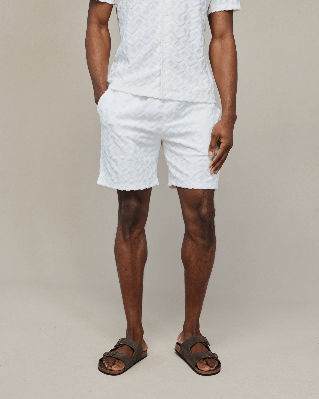 Fontana Flocked Towelled Short - Ecru