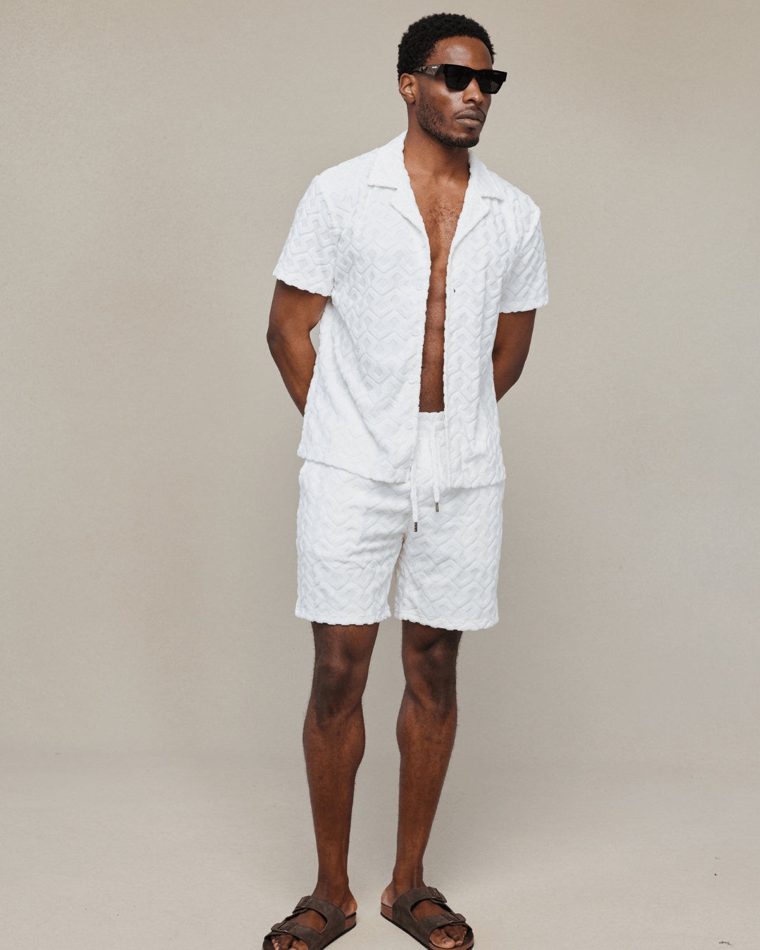 Fontana Flocked Towelled Short - Ecru