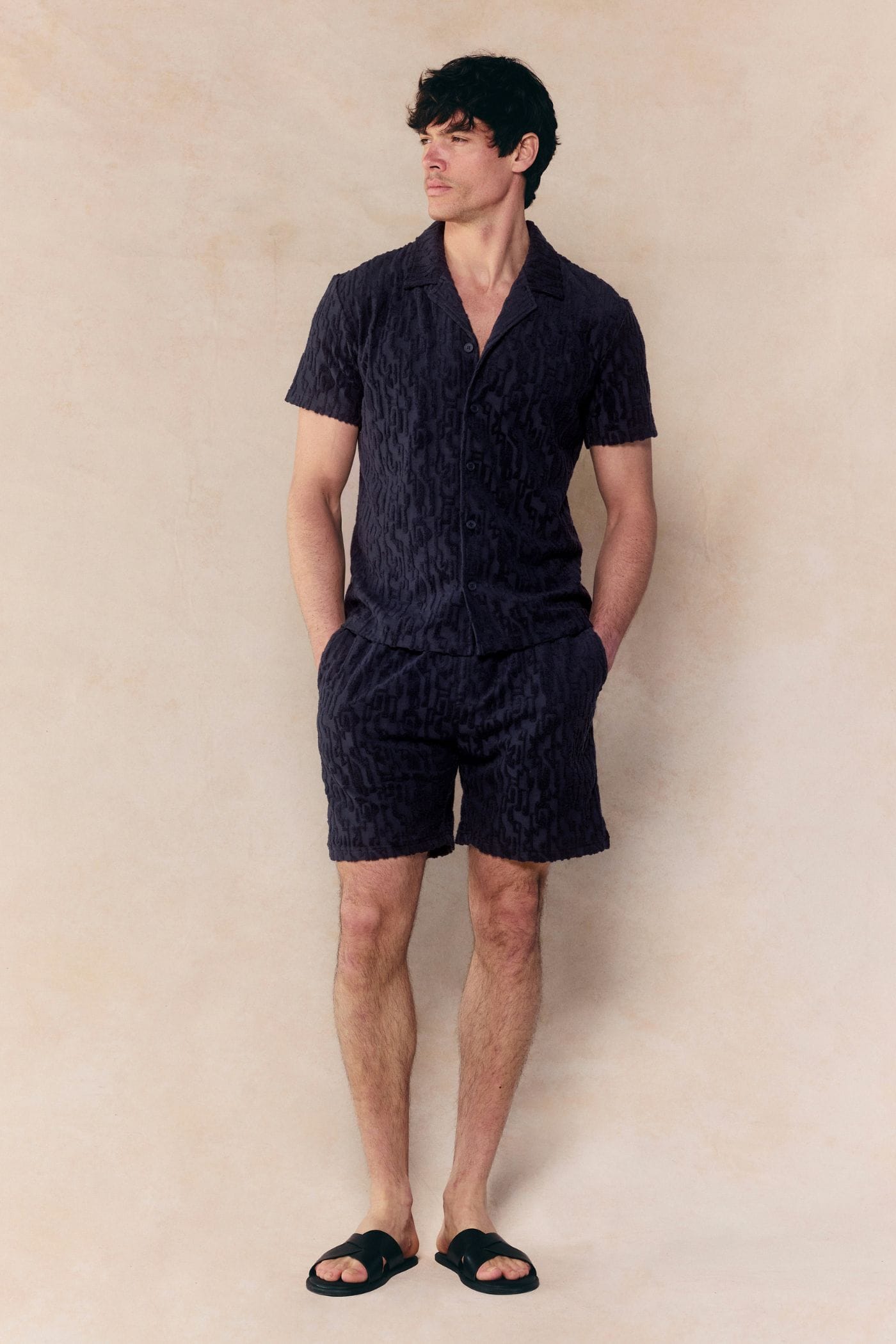 Fausto Flocked Top - Navy